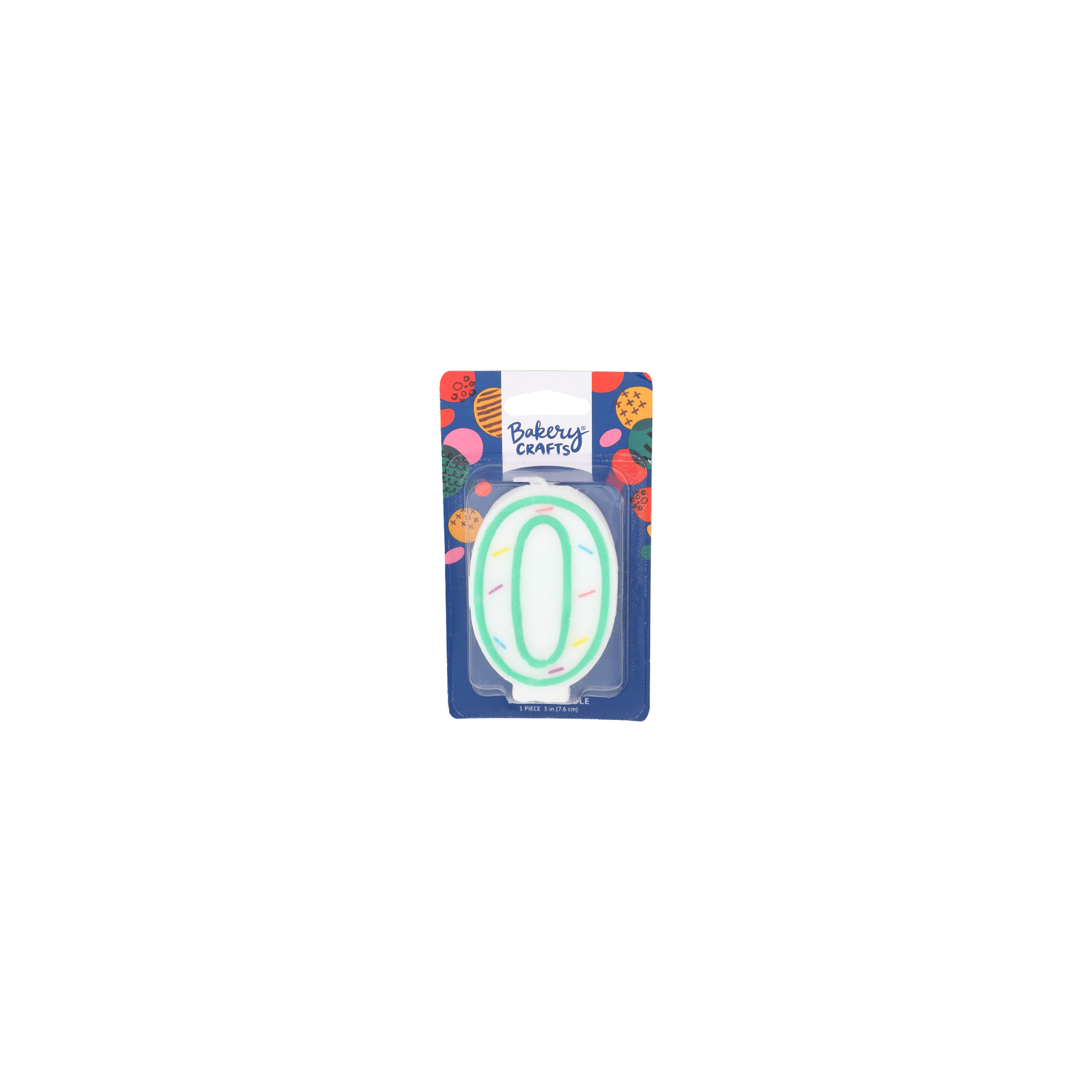Bakery Crafts Number 0 White With Green Line And Dots Birthday Candle - 1 Count Image 1 of 2