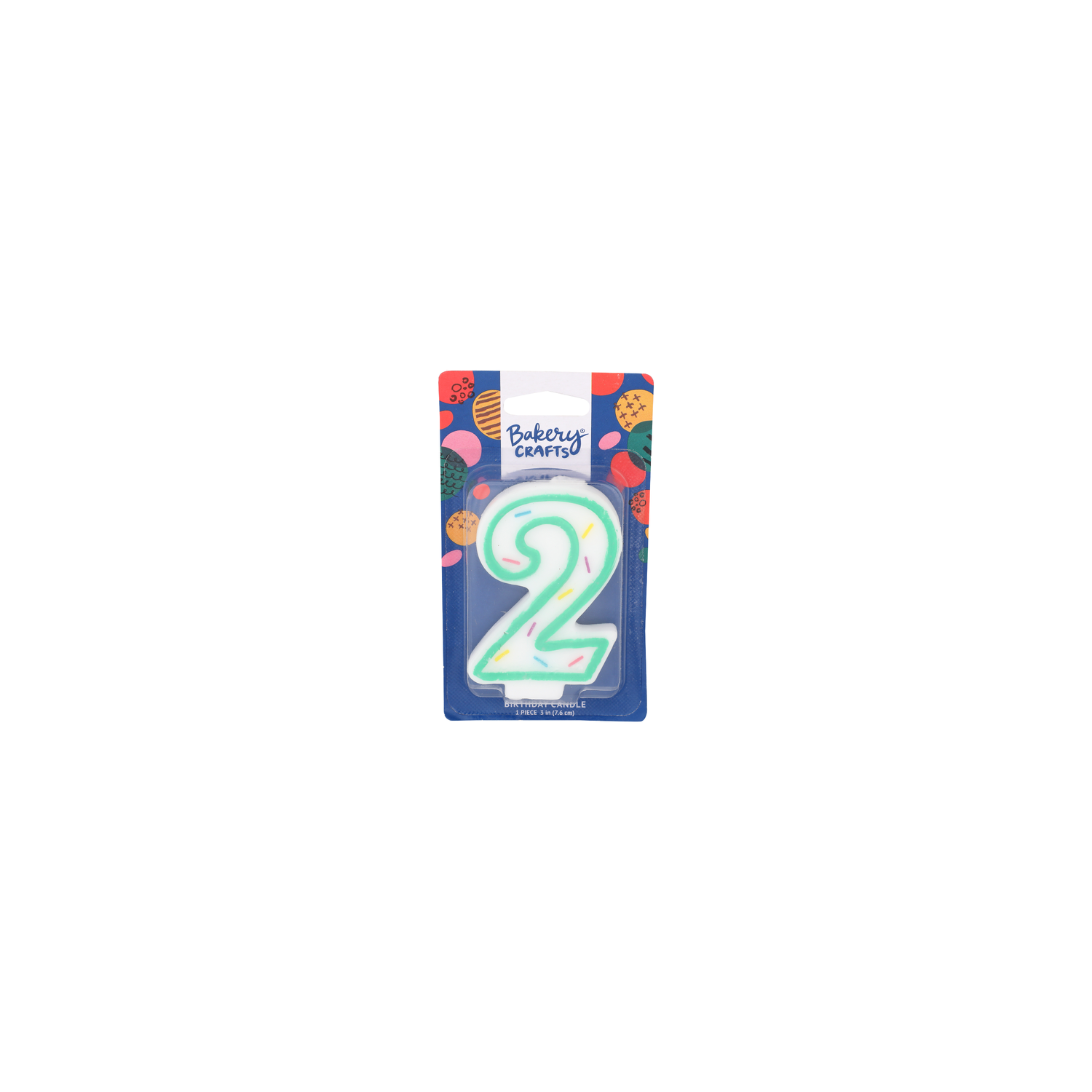 Bakery Crafts Number 2 White With Green Line And Dots Birthday Candle - 1 Count Image 1 of 2