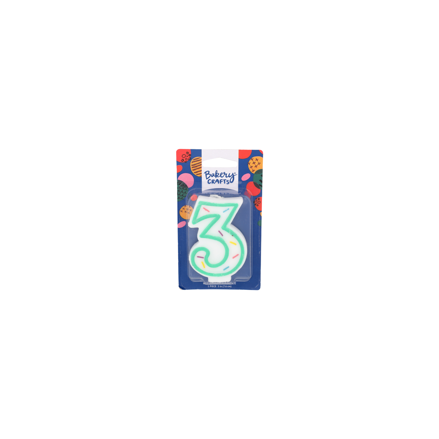 Bakery Crafts Number 3 White With Green Line And Dots Birthday Candle - 1 Count Image 1 of 2
