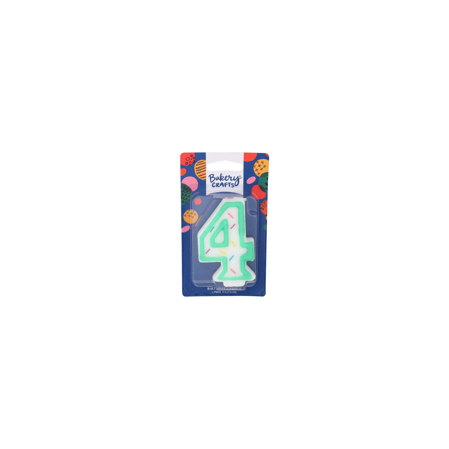 Bakery Crafts Number 4 White With Green Line And Dots Birthday Candle - 1 Count Image 1 of 2