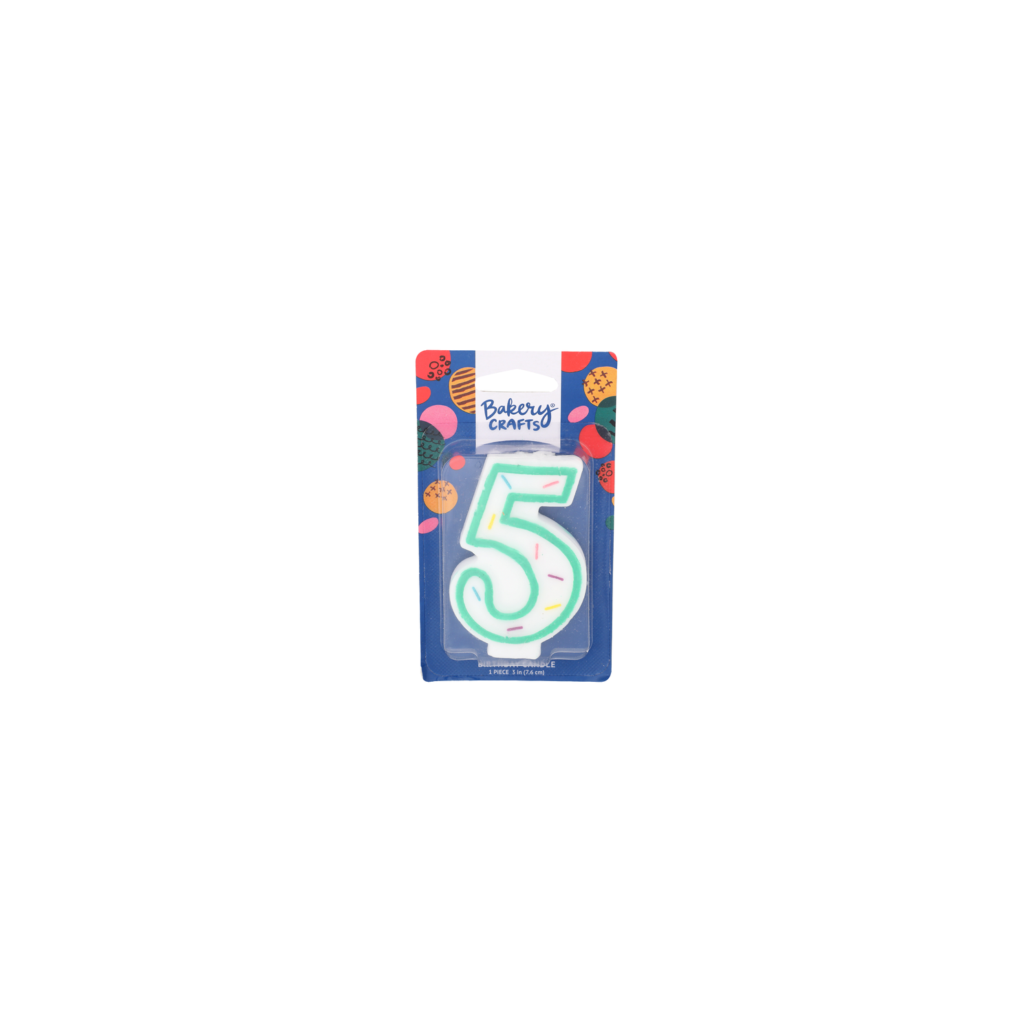 Bakery Crafts Number 5 White With Green Line And Dots Birthday Candle - 1 Count Image 1 of 2