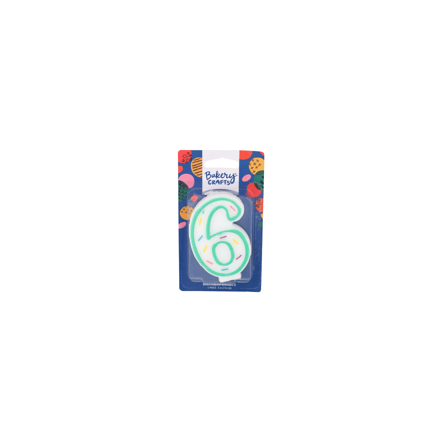 Bakery Crafts Number 6 White With Green Line And Dots Birthday Candle - 1 Count Image 1 of 2