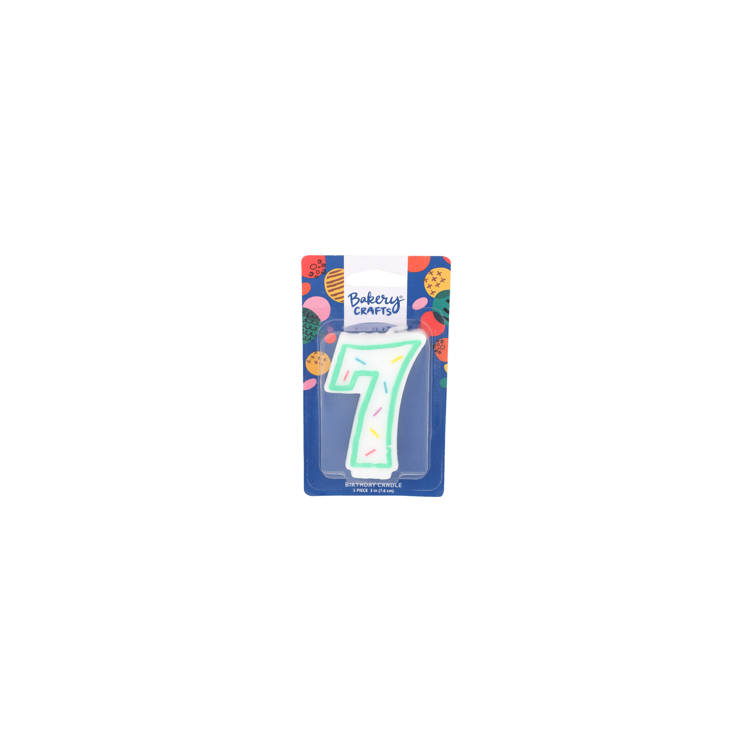 Bakery Crafts Number 7 White With Green Line And Dots Birthday Candle - 1 Count Image 1 of 2