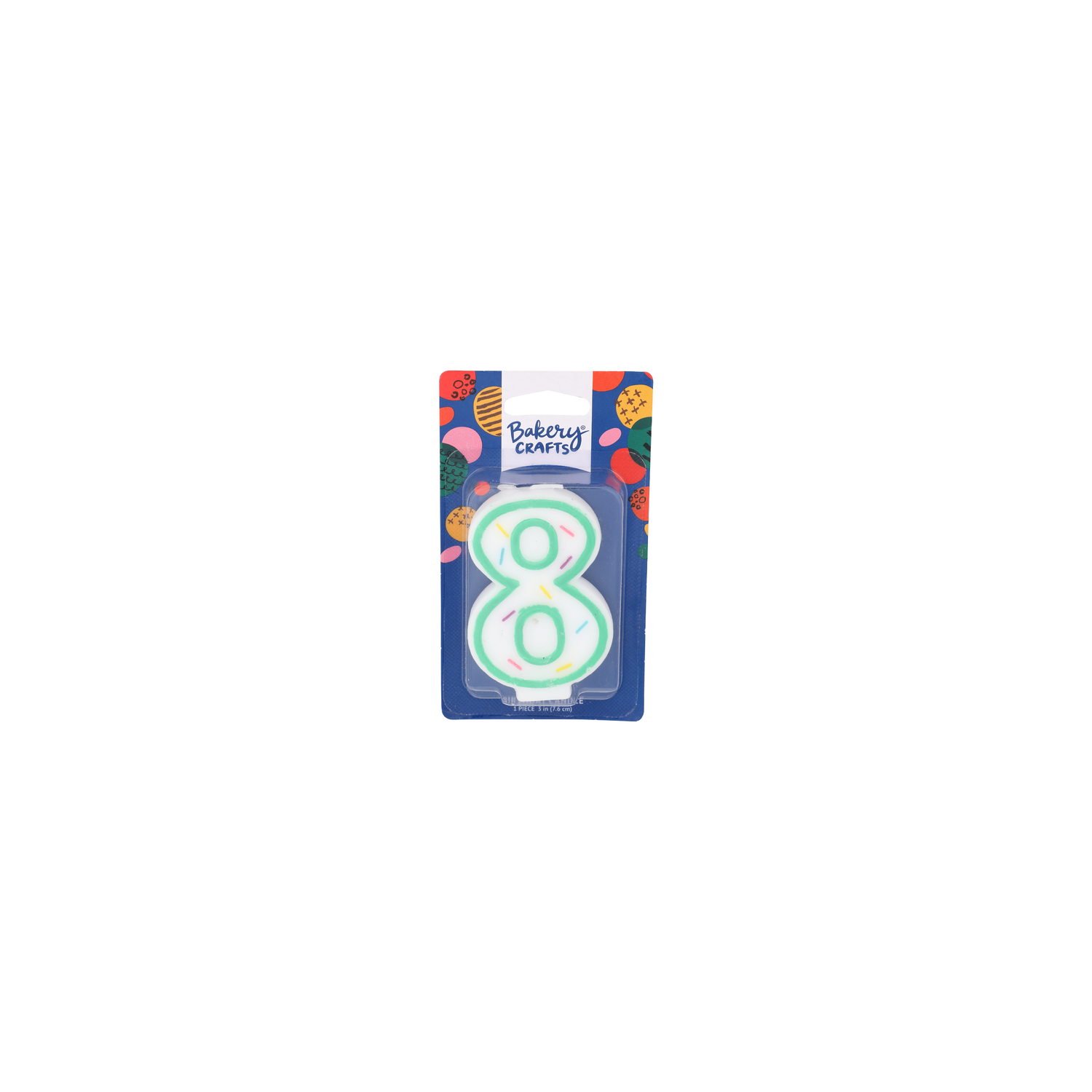 Bakery Crafts Number 8 White With Green Line And Dots Birthday Candle - 1 Count Image 1 of 2