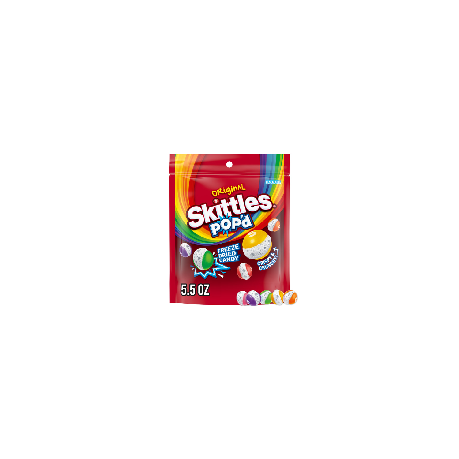 Skittles Pop'd Originals Freeze Dried Candy, Bag - 5.5 Ounce Image 1 of 4