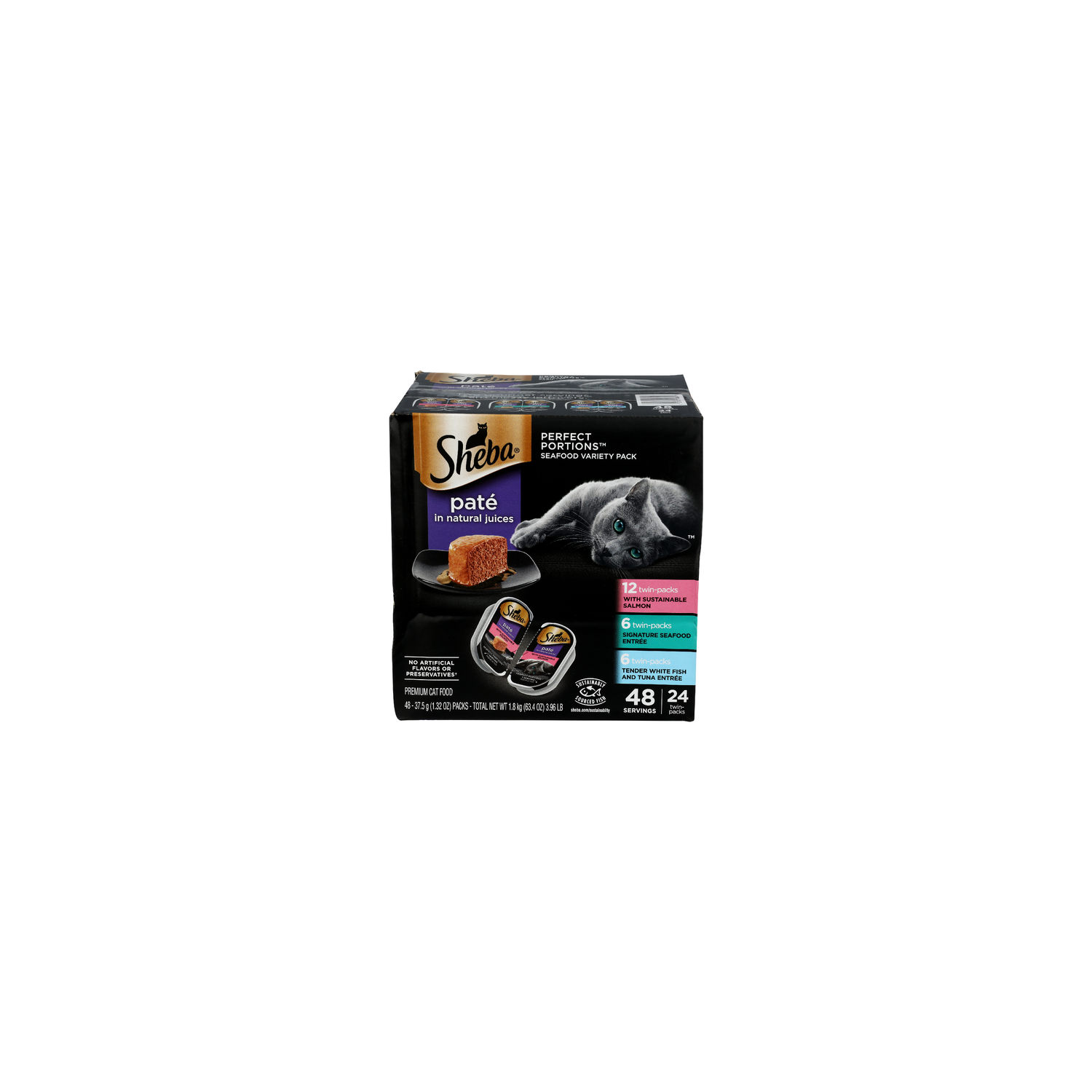 Sheba Seafood Variety Perfect Portions Wet Cat Food Pate Pack - 0.038 Kilogram - 48 Count Image 1 of 4