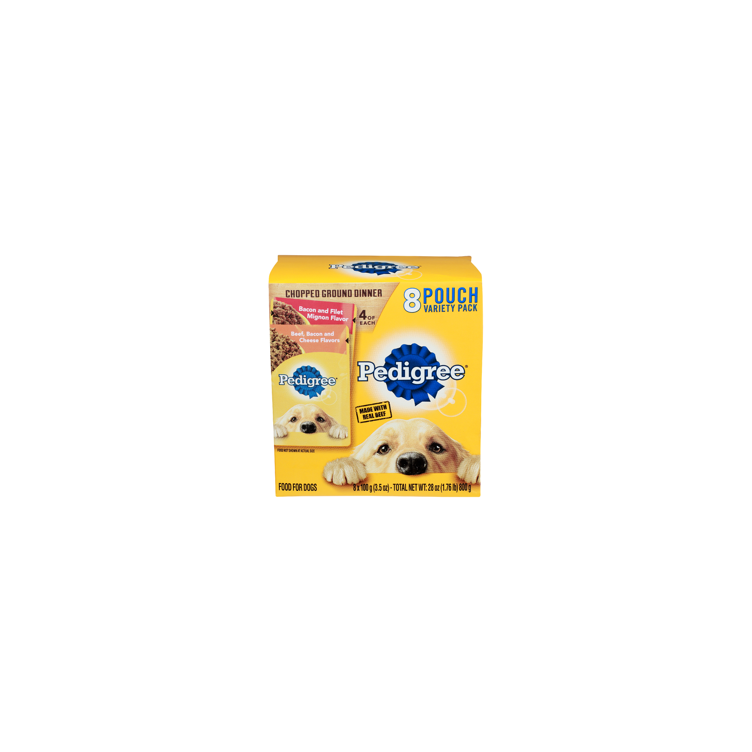 Pedigree Bacon And Filet Mignon Flavor Beef, Cheese Flavors Chopped Ground Dinner For Dogs Variety Tax - 3.5 Ounce - 8 Count Image 1 of 4