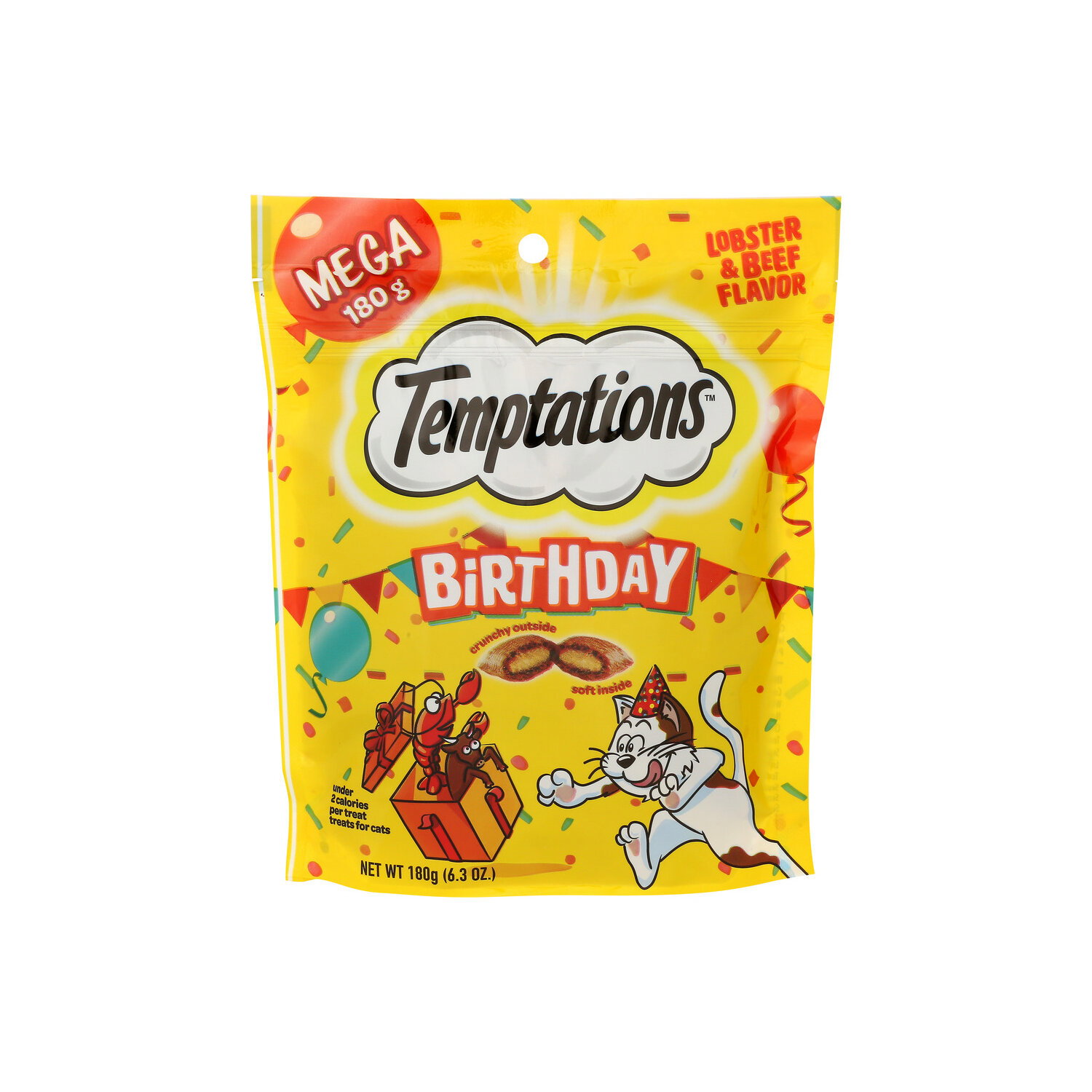 Temptations Lobster & Beef Birthday Crunchy And Soft Cat Treats - 180 Gram Image 1 of 4