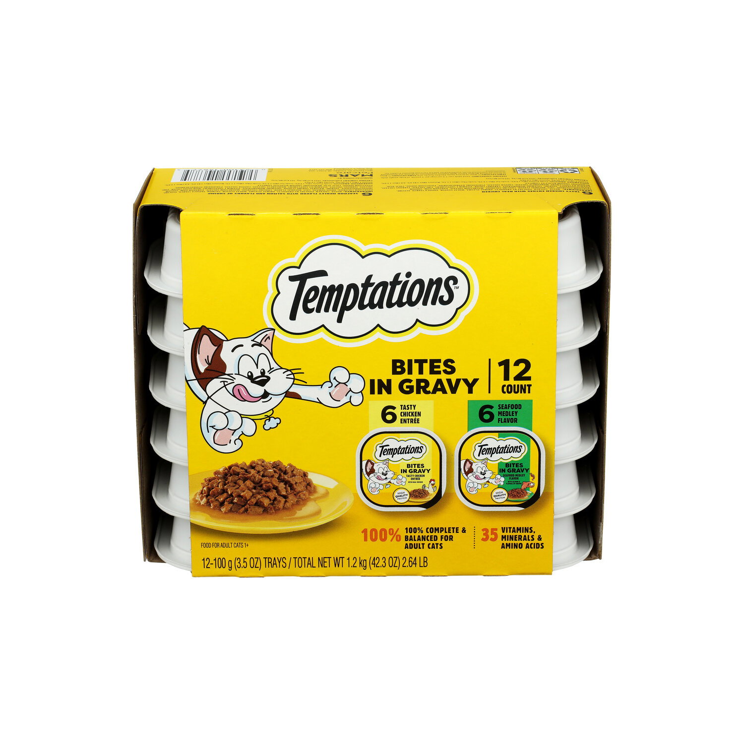 Temptations Chicken & Seafood Variety Wet Cat Food Bites In Gravy Flavor - 0.1 Kilogram - 12 Count Image 1 of 4
