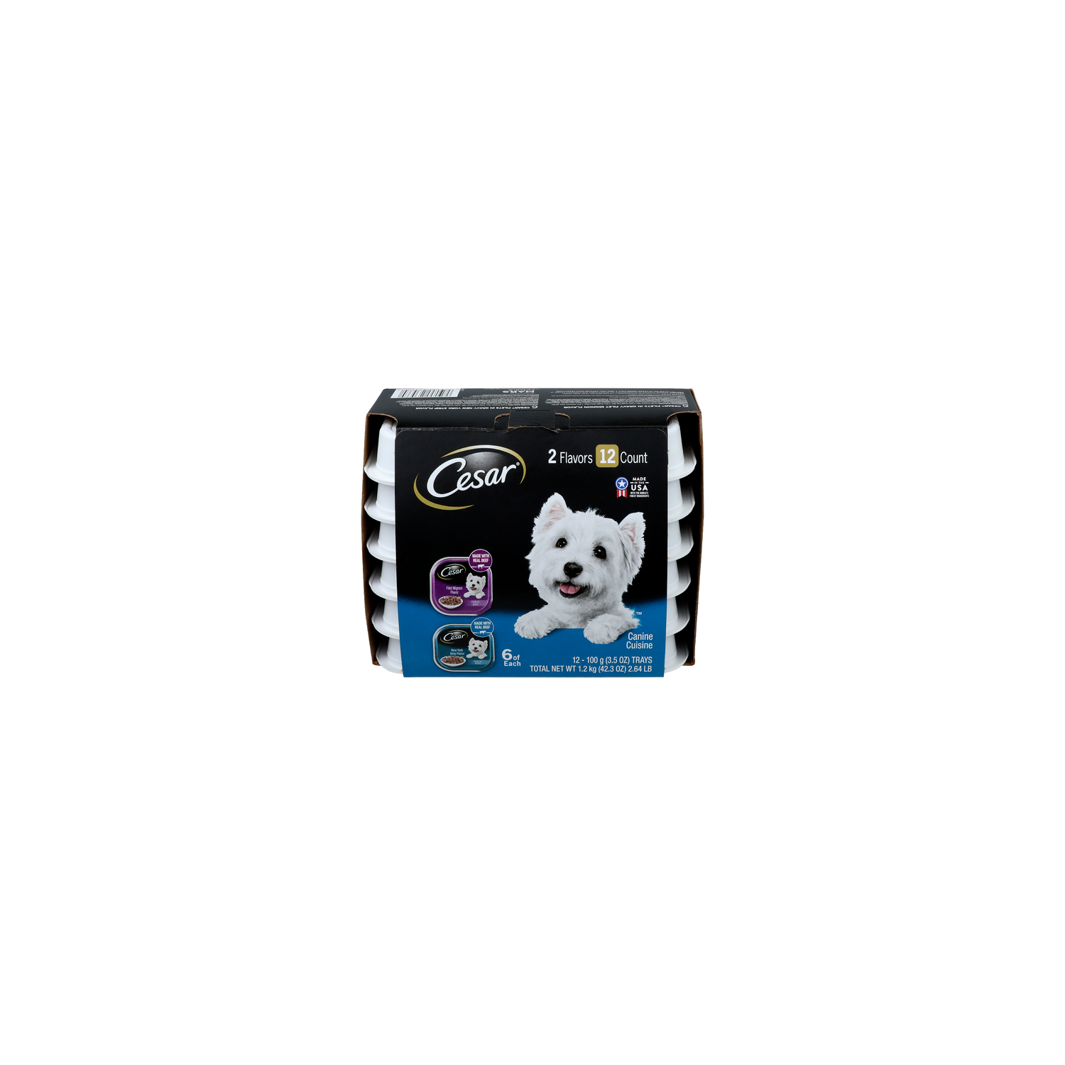 Cesar Made With Real Beef Canine Cuisine 1.2 Kilogram - 0.292 Ounce - 12 Count Image 1 of 2