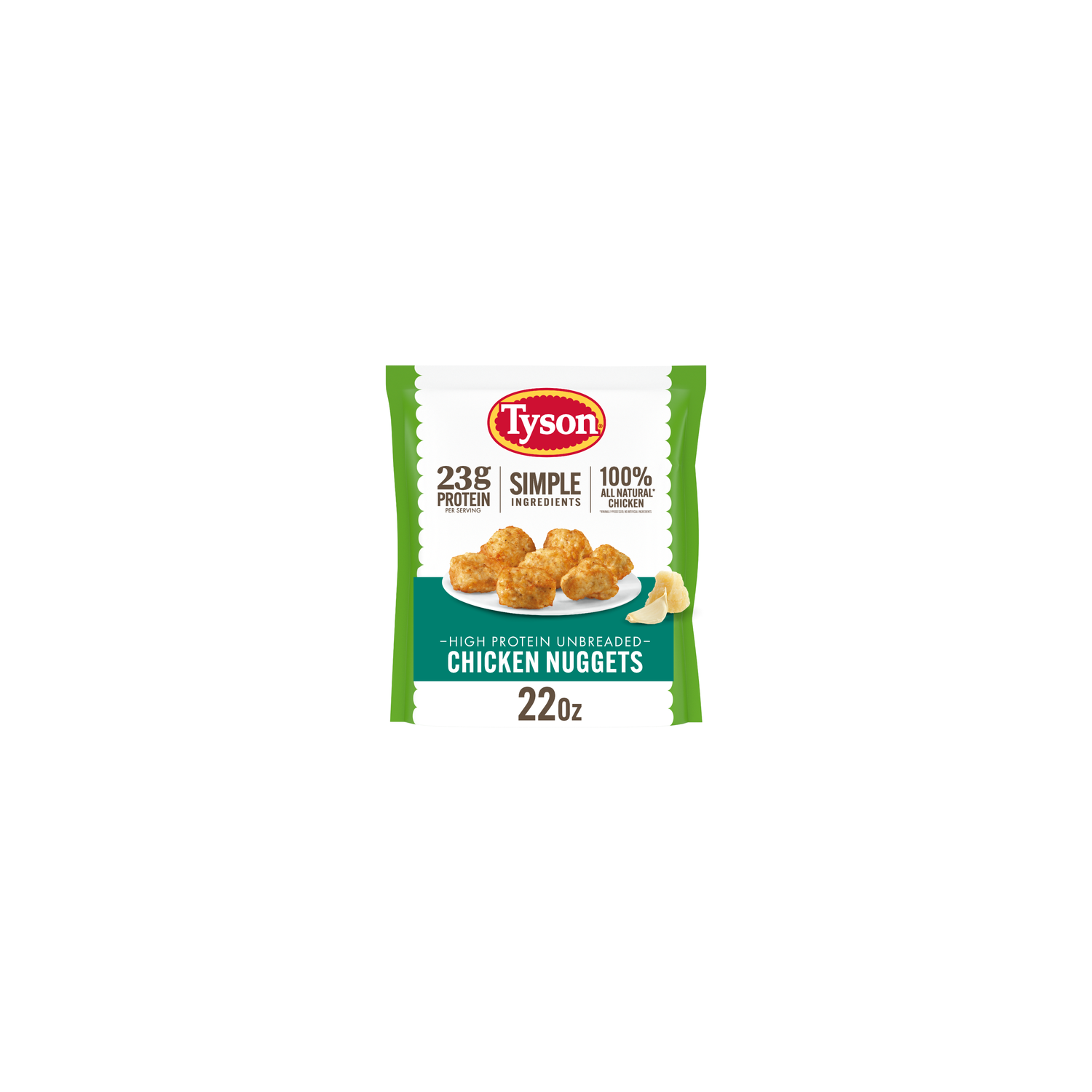 Tyson High Protein Unbreaded Simple Ingredients Chicken Nuggets - 22 Ounce Image 1 of 4