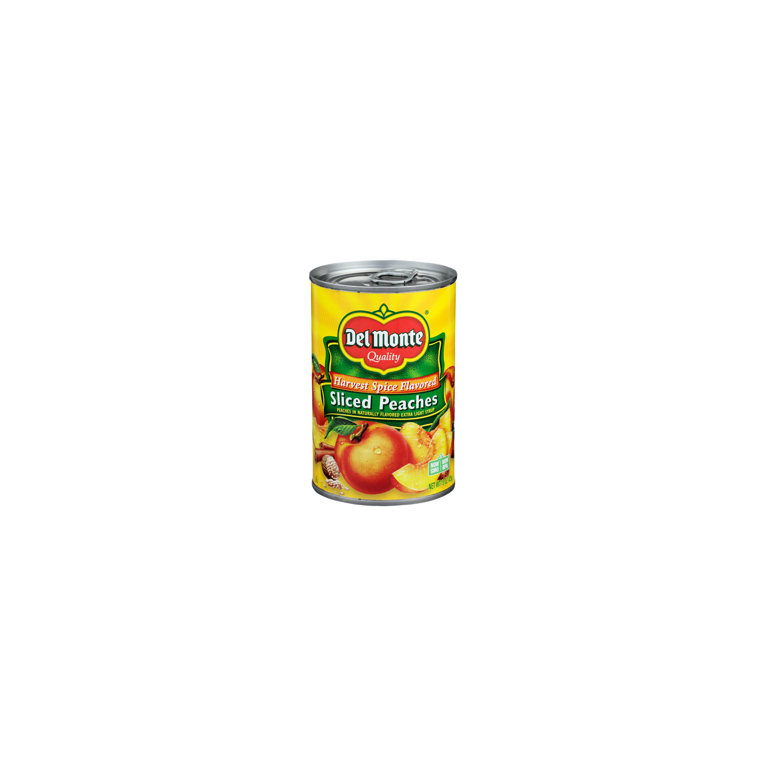 Del Monte Harvest Spiced Flavored In Naturally Extra Light Syrup Sliced Peaches - 15 Ounce Image 1 of 4