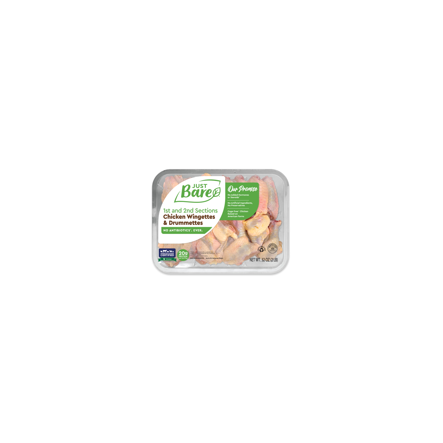 Just Bare Brand Chicken Wingettes & Drummettes 1st & 2nd Sections - 2 Pound Image 1 of 2
