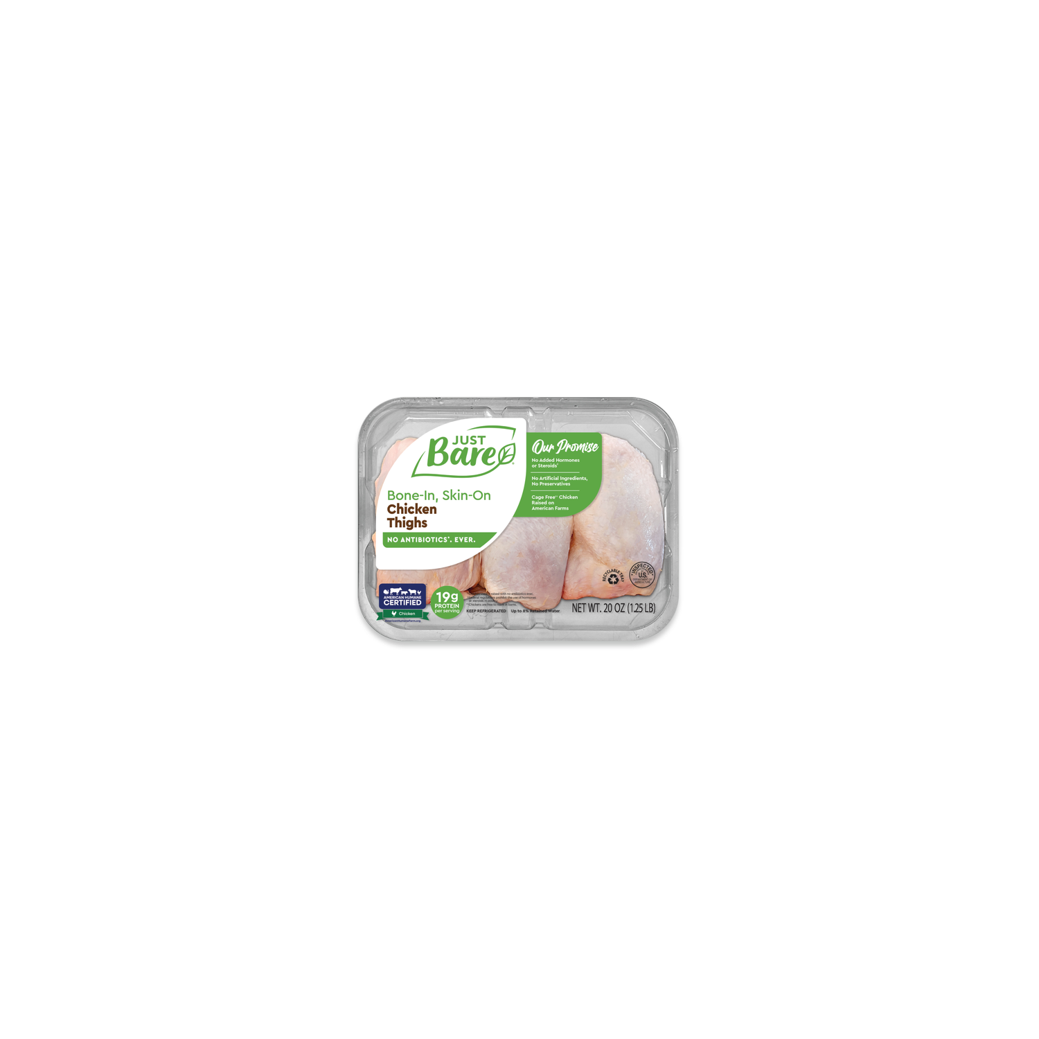 Just Bare Brand Chicken Thighs - 1.25 Pound Image 1 of 2