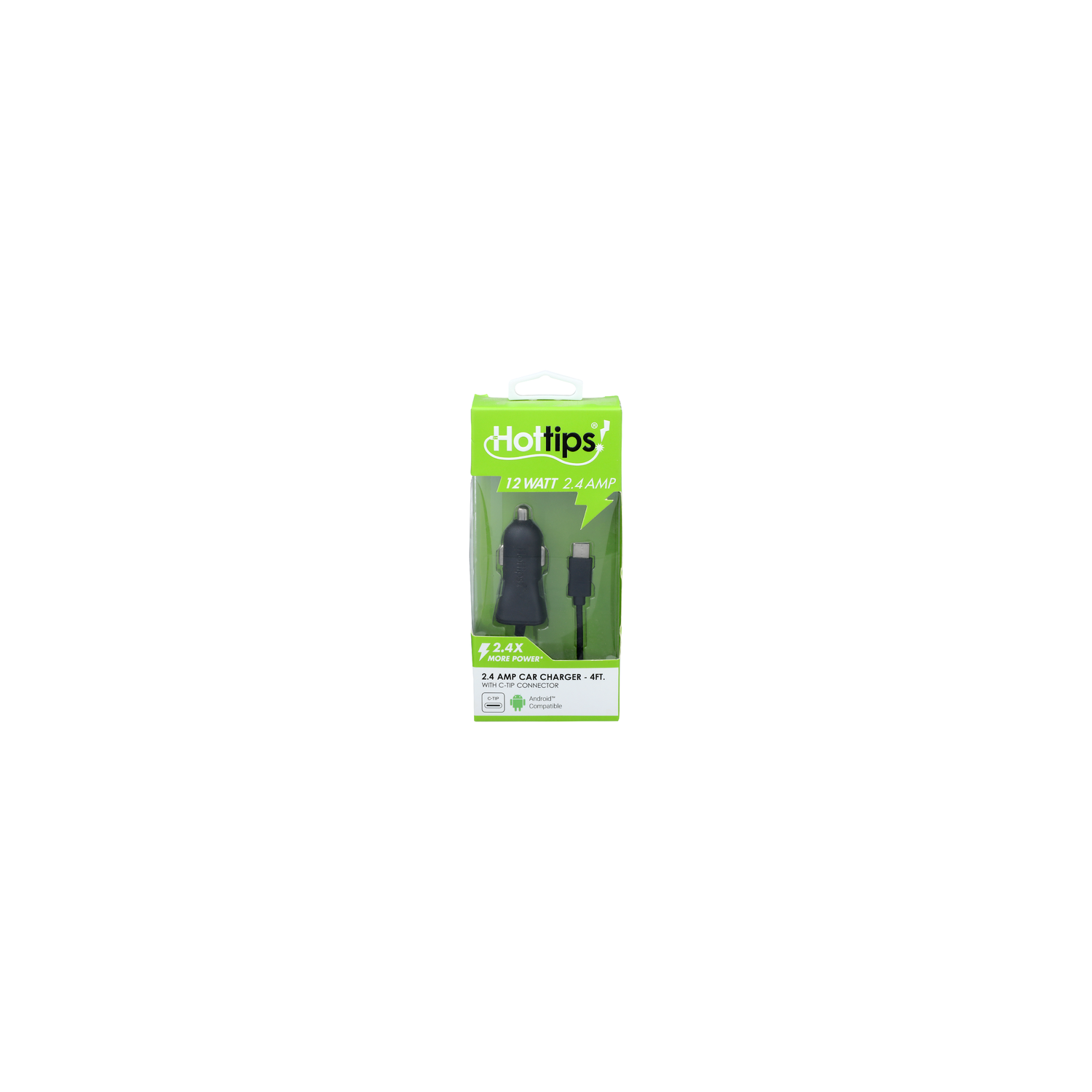HOTTIPS! 12 Watt 2.4 Amp 2.4X More Power Car Charger - 1 Each Image 1 of 2