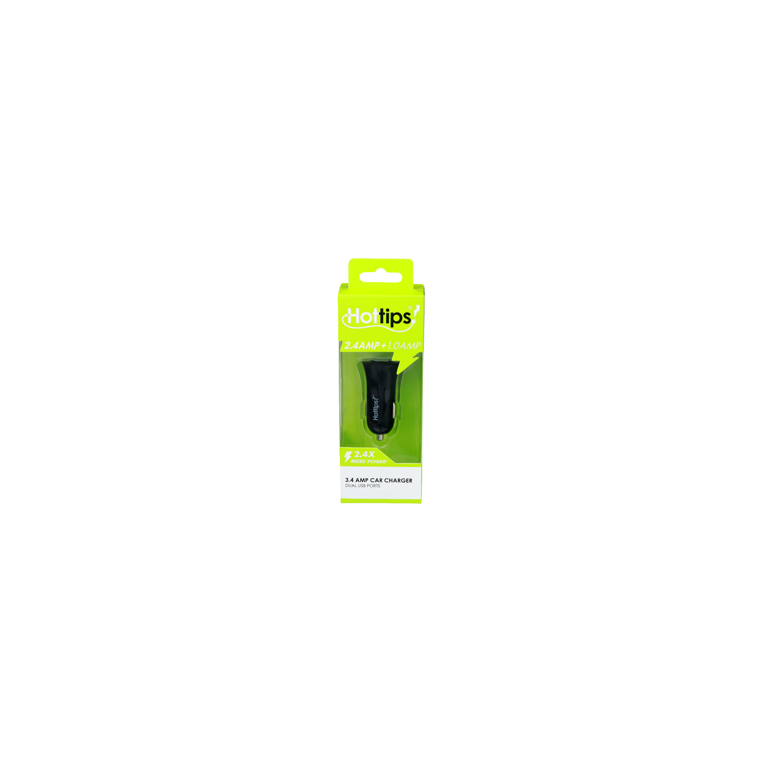 HOTTIPS! 2.4 Amp + 1.0 2.4X More Power 3.4 Car Charger - 1 Each Image 1 of 2