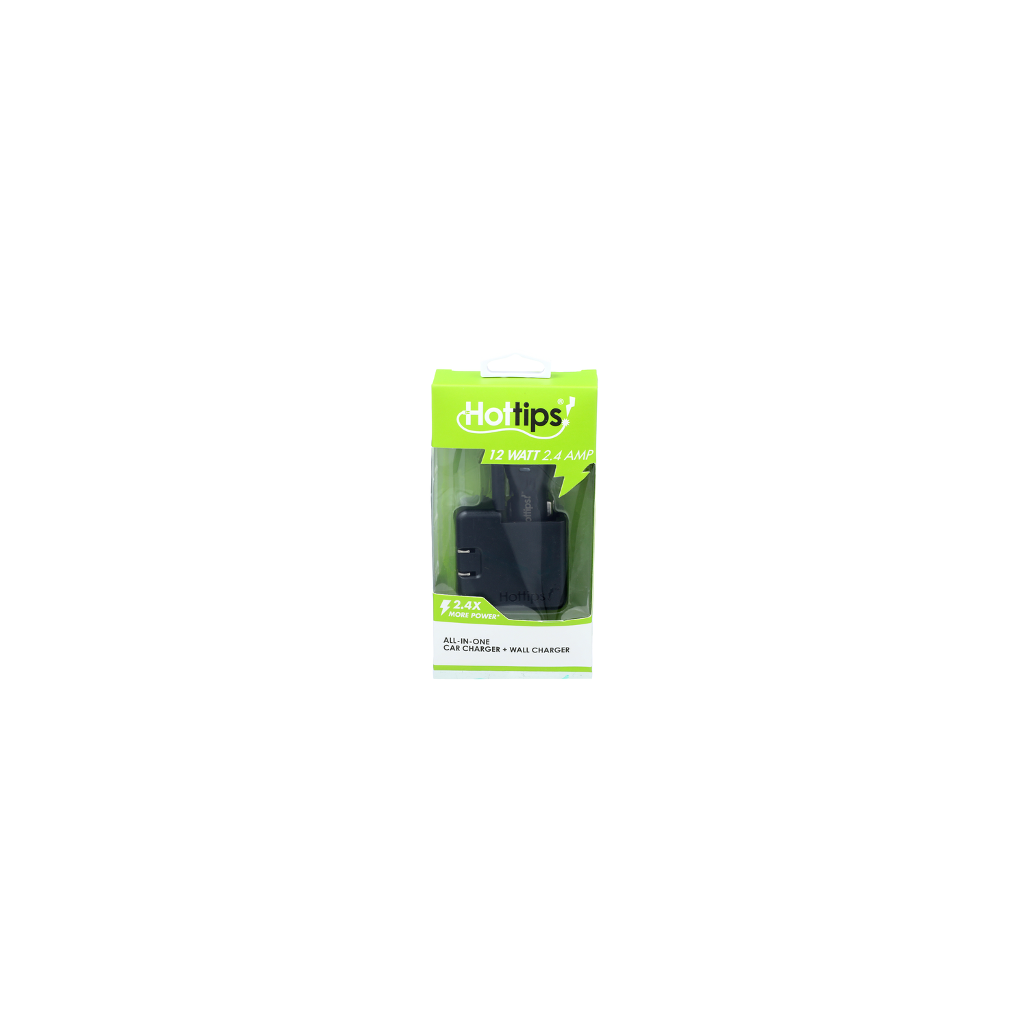 HOTTIPS! 12 Watt 2.4 Amp All-In-One Car Charger + Wall - 1 Each Image 1 of 2