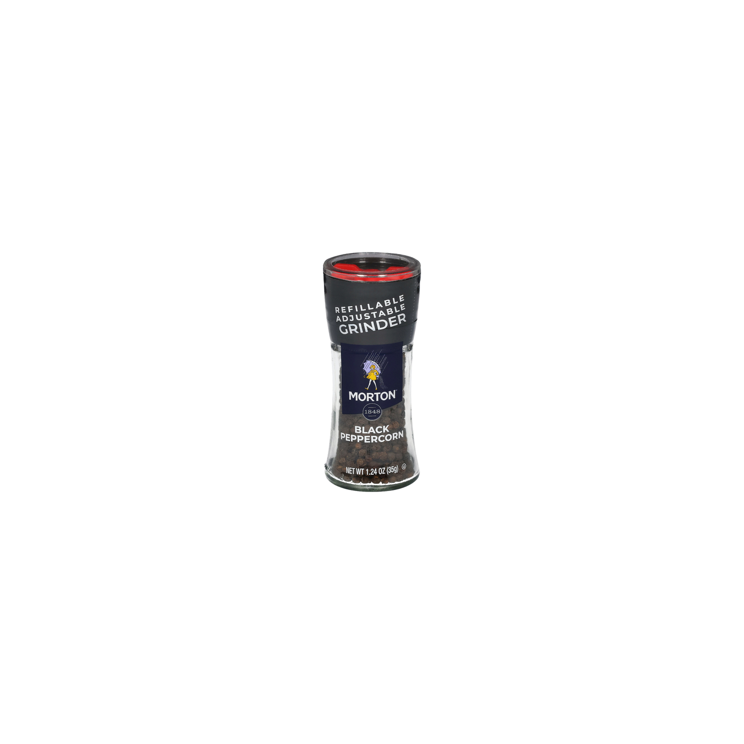 Morton Black Peppercorn Refillable Grinder - 1.24 Ounce