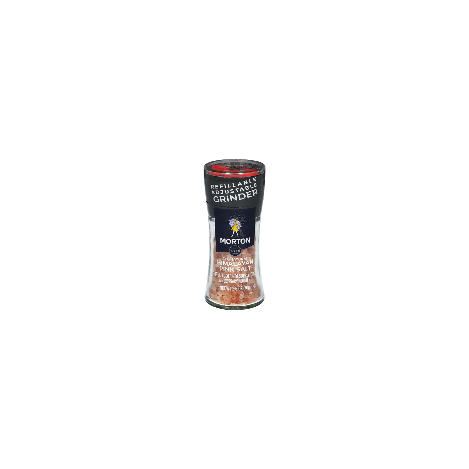 Morton Himalayan Pink Salt Grinder For Use While Cooking Or At The Table - 2.5 Ounce