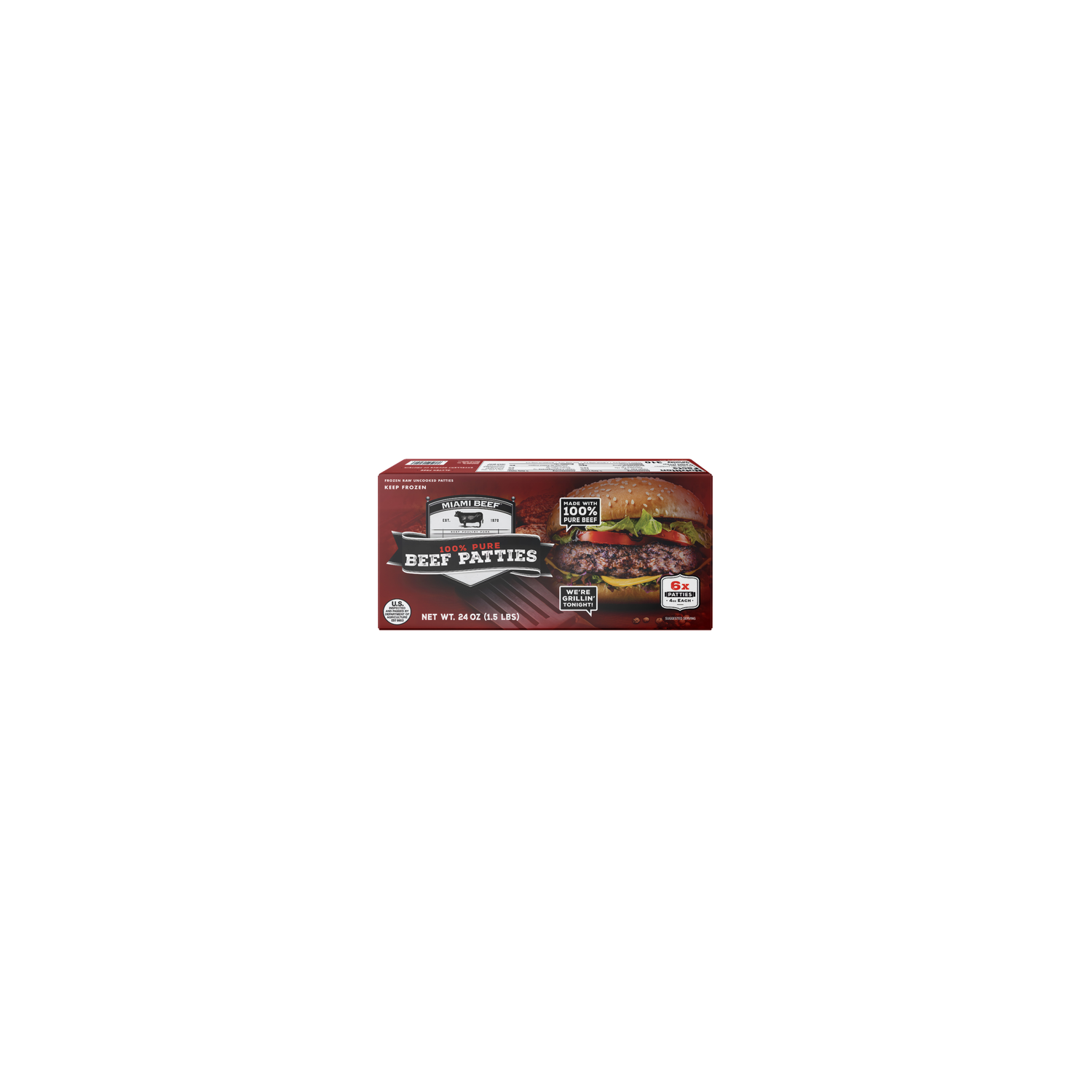 Miami Beef 100% Pure Beef Patties - 24 Ounce