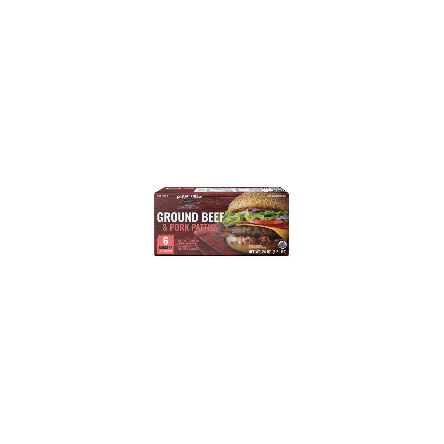 Miami Beef Ground Beef & Pork Patties - 24 Ounce