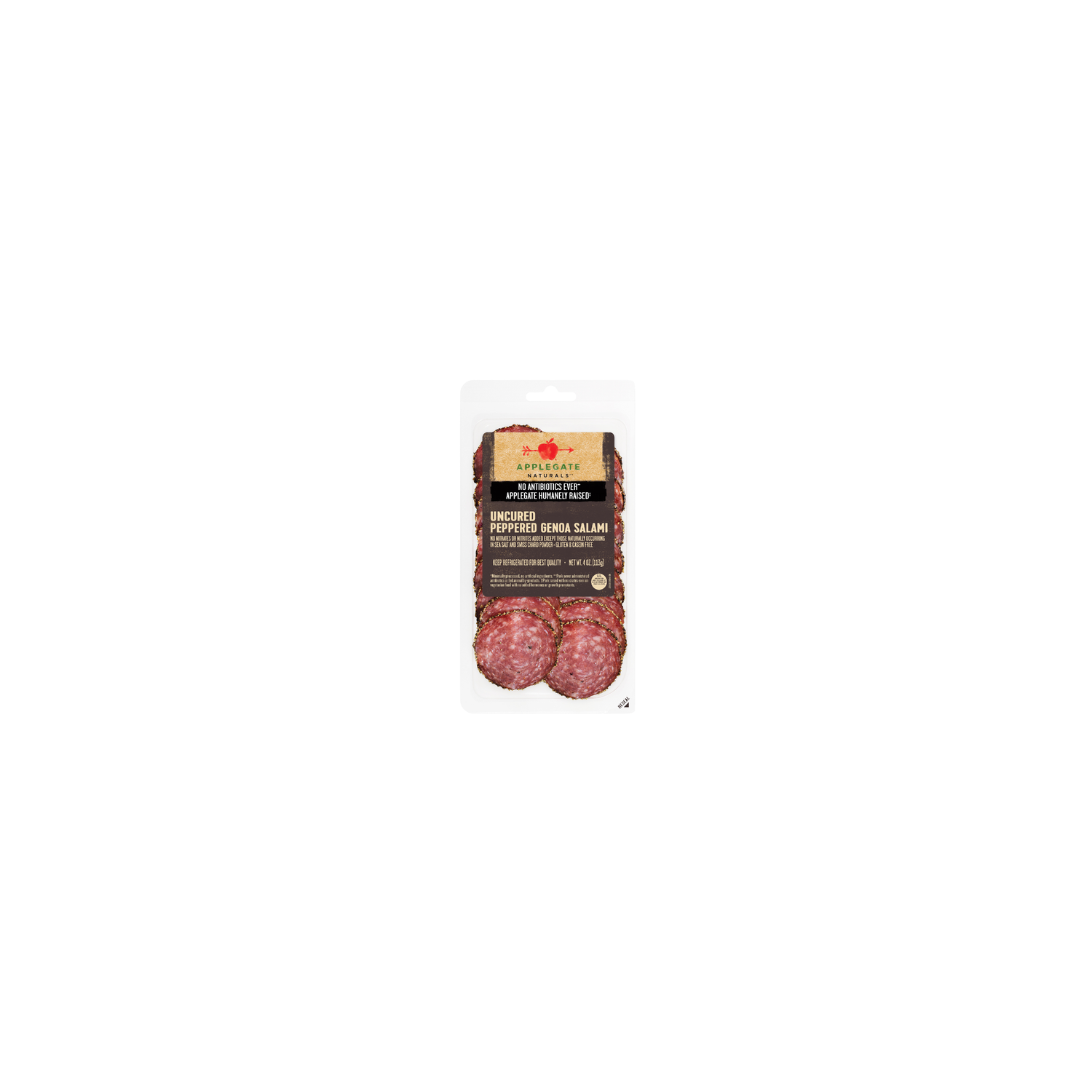 Applegate Uncured Peppered Genoa Salami - 4 Ounce Image 1 of 6