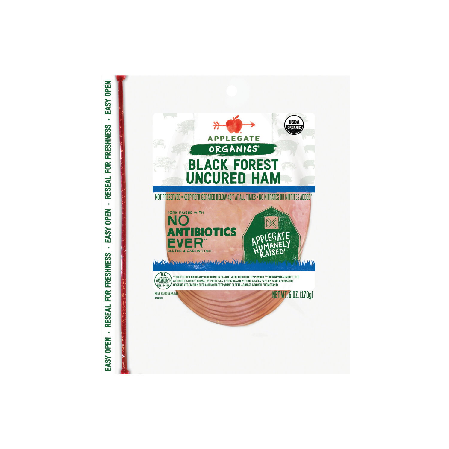 Applegate Organics Uncured Black Forest Ham - 6 Ounce Image 1 of 4