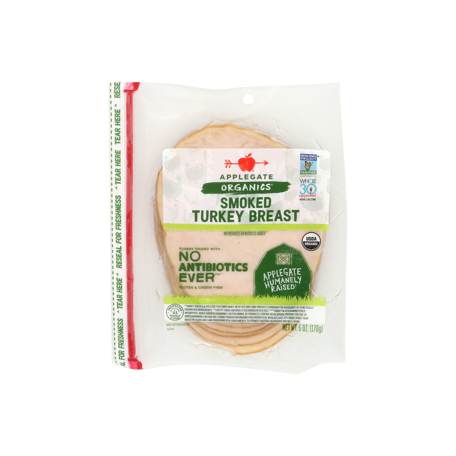 Applegate Organics Sliced Smoked Turkey Breast - 6 Ounce Image 1 of 4