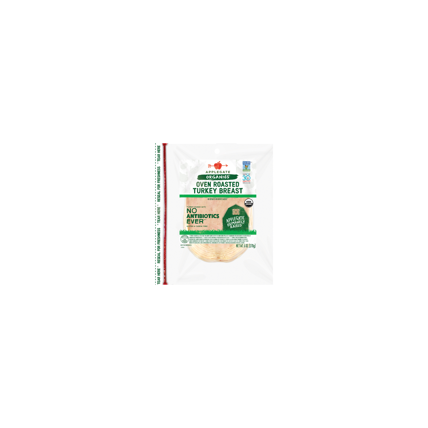 Applegate Organics Sliced Oven Roasted Turkey Breast - 6 Ounce Image 1 of 4