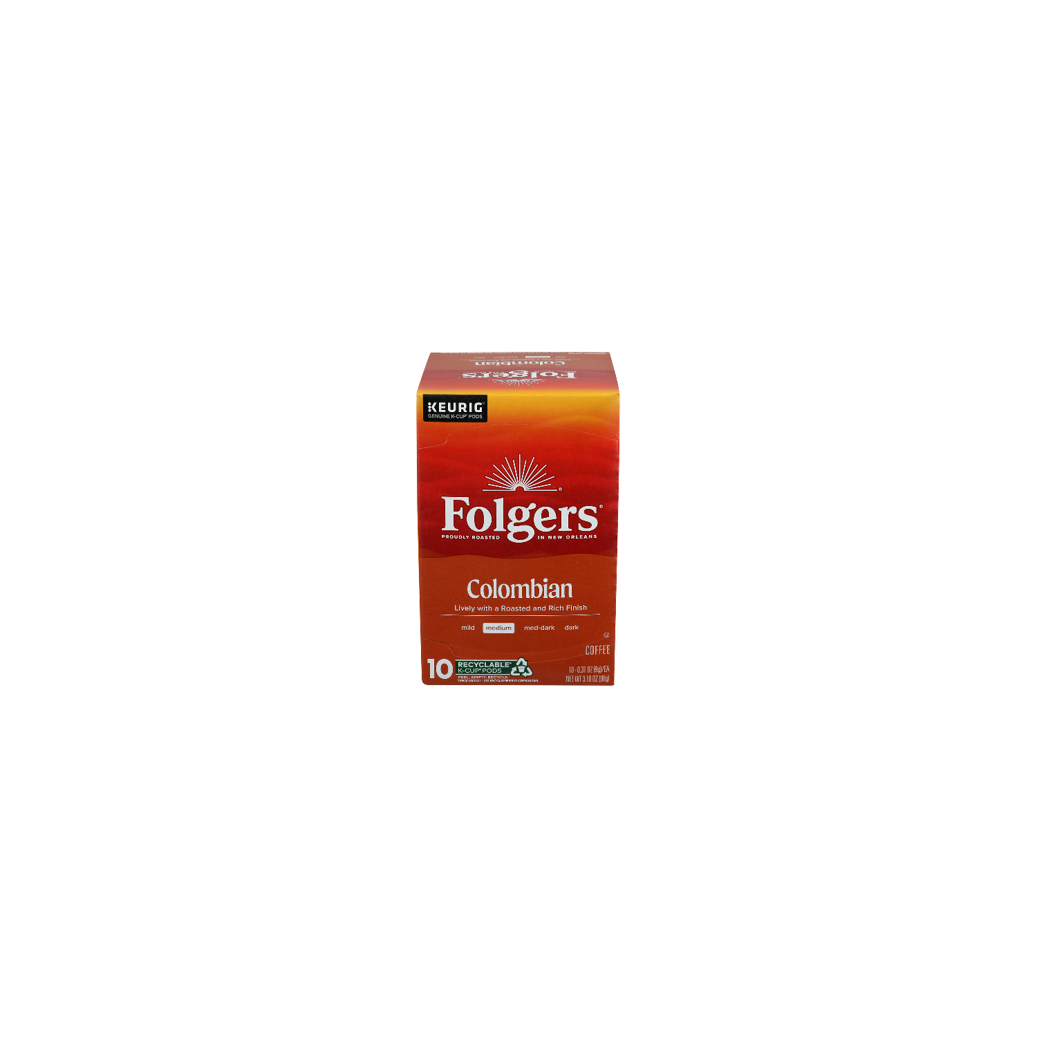 Folgers Colombian Blend Medium Roast Coffee K-Cup - 0.31 Ounce - 10 Count Image 1 of 3