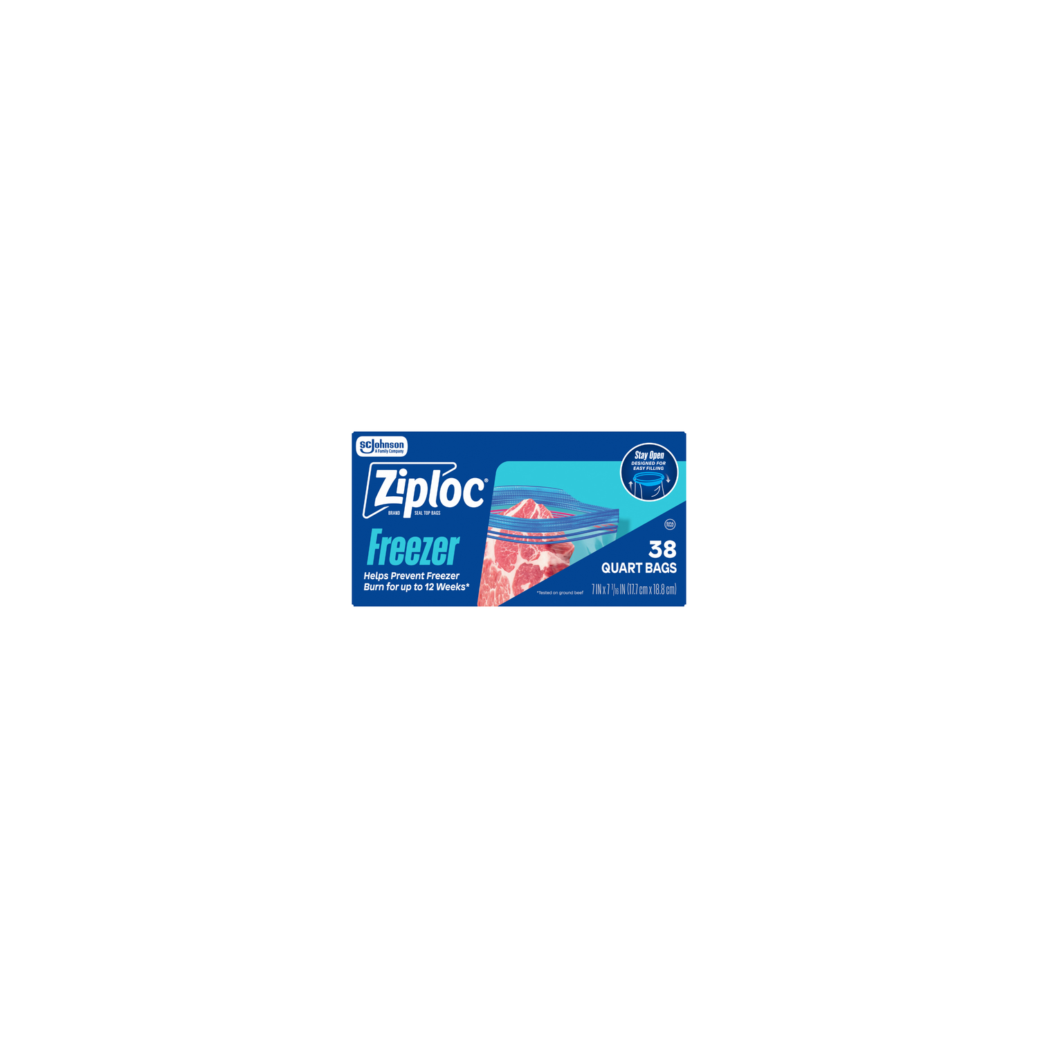 Ziploc Quart Freezer Storage Bags, Stay Open Design, Easy To Fill - 38 Count Image 1 of 2
