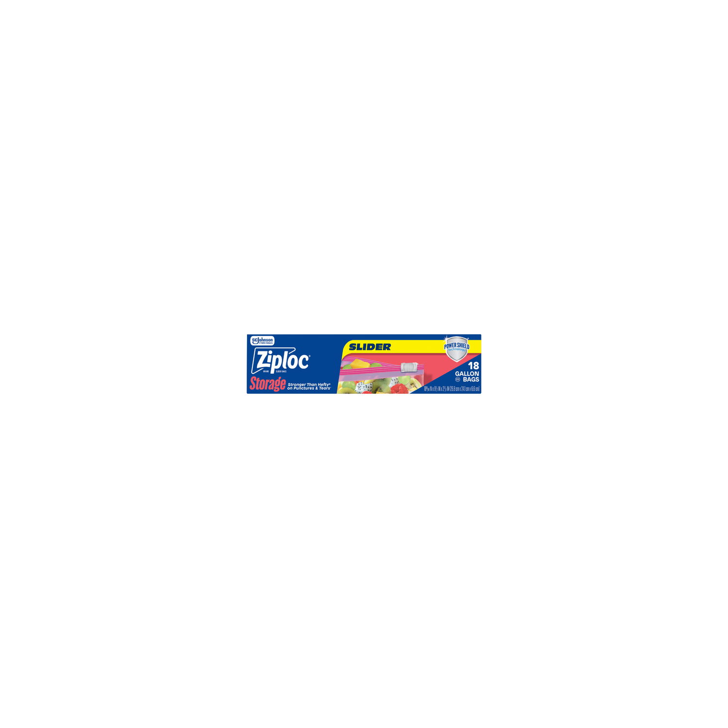 Ziploc Storage Slider Gallon Bags, Power Shield Technology, Expandable Bottom - 18 Count Image 1 of 2