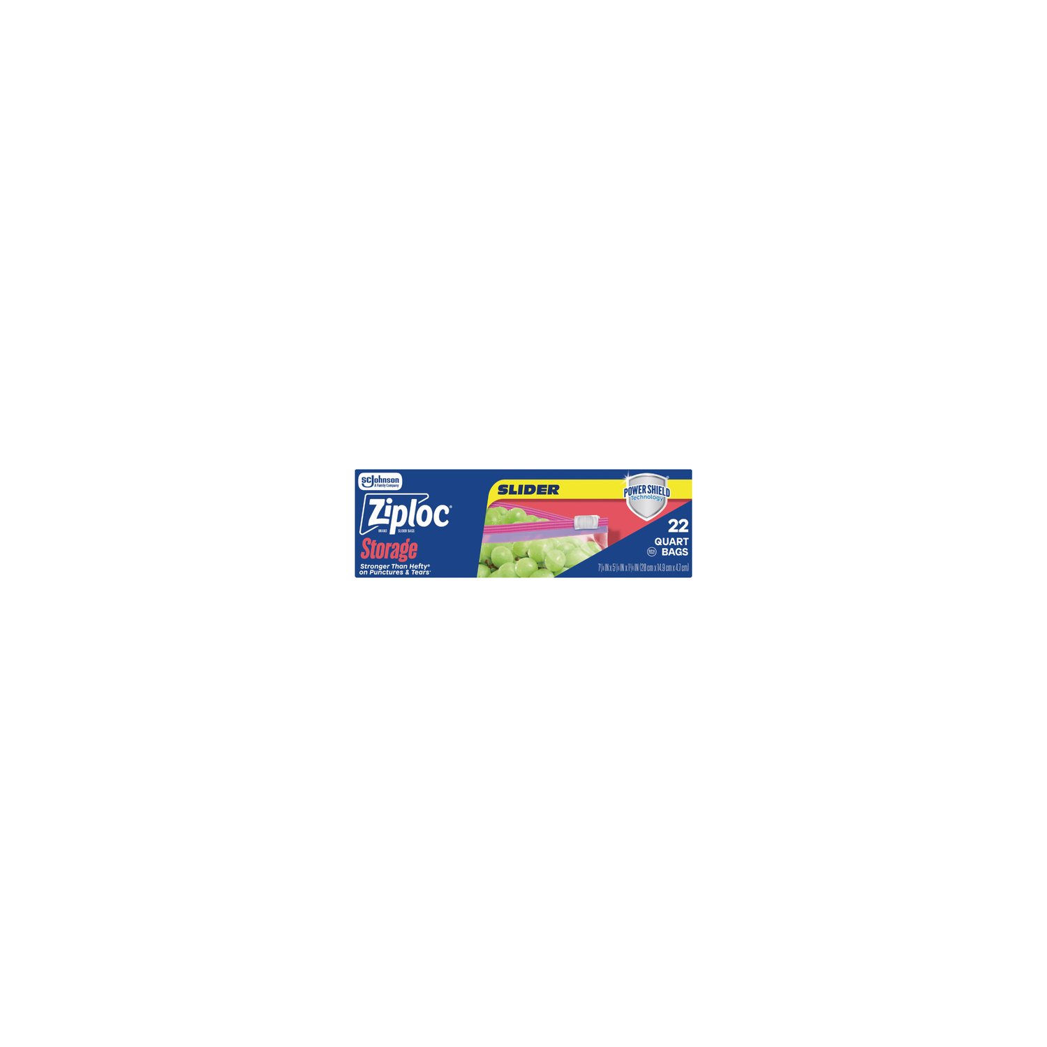 Ziploc Storage Slider Quart Bags, Power Shield Technology, Expandable Bottom - 22 Count Image 1 of 2