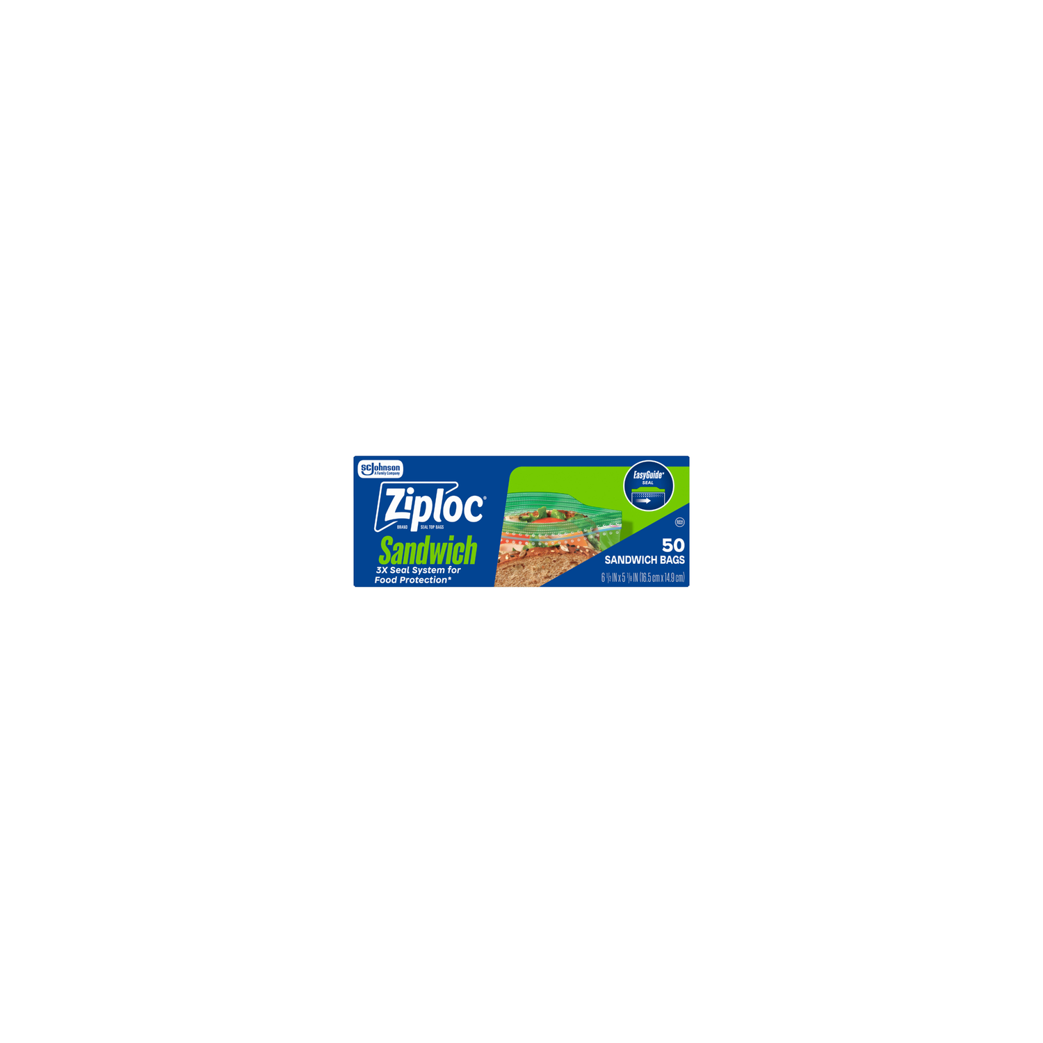 Ziploc Sandwich Bags With Easyguide Texture, Grip 'n Seal Technology - 50 Count Image 1 of 2