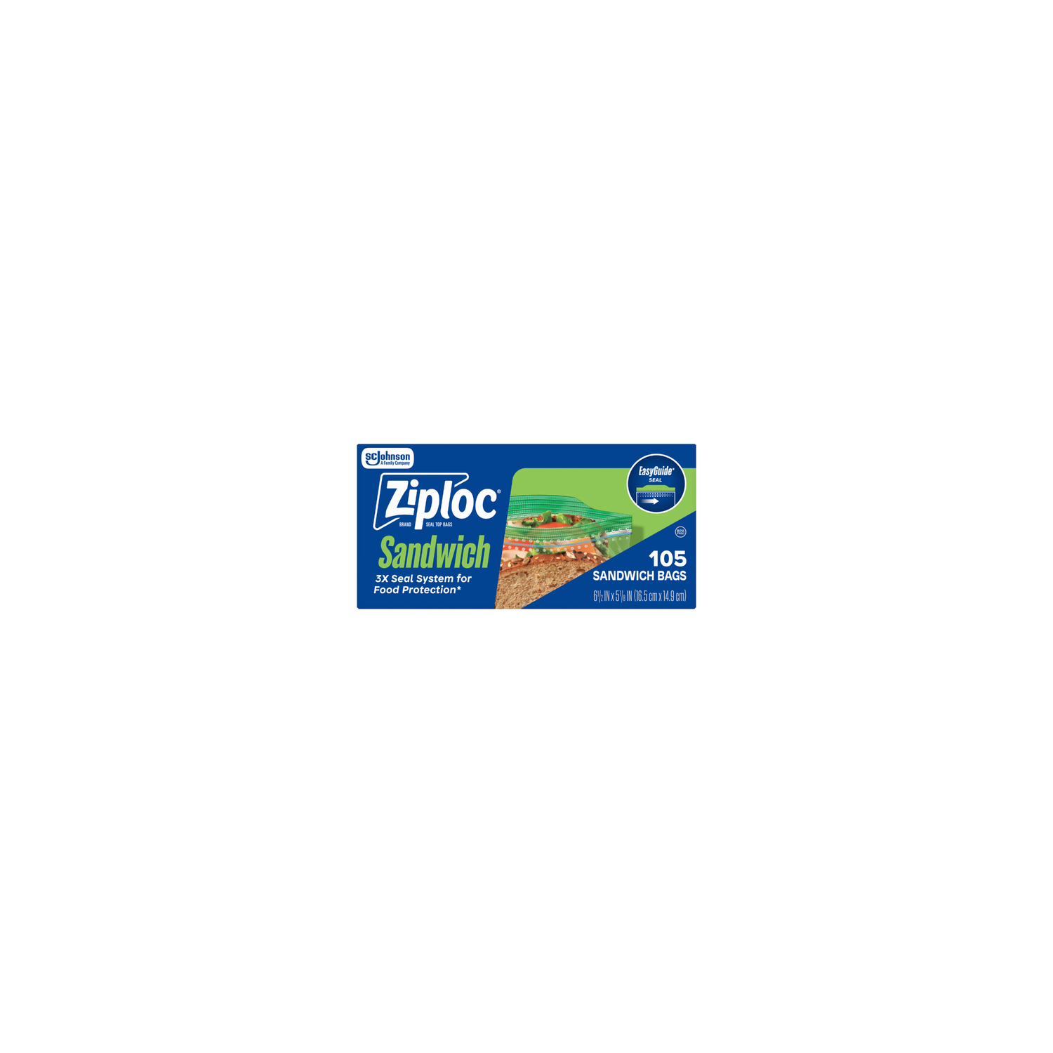 Ziploc Sandwich & Snack Bags, Food Storage, Easy Open & Close - 105 Count Image 1 of 2