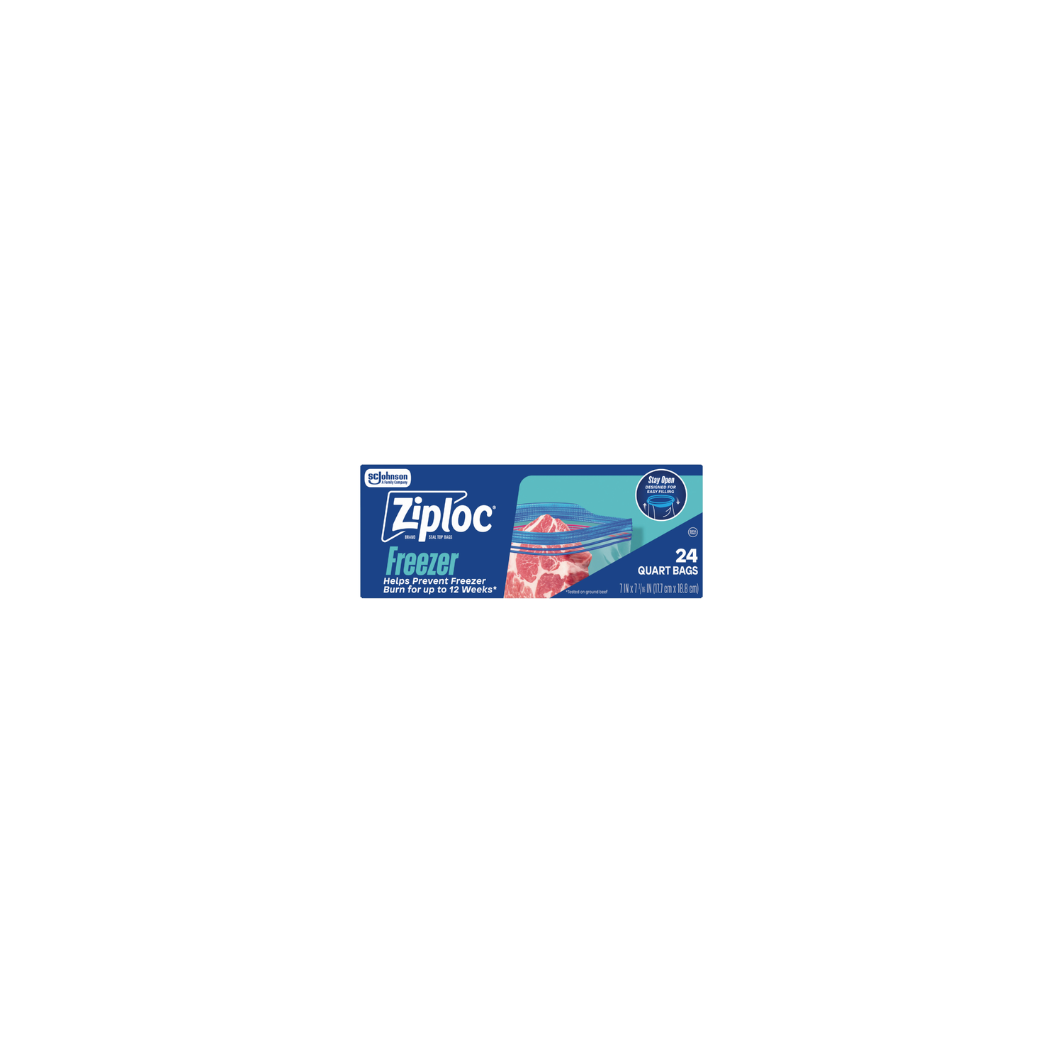 Ziploc Quart Freezer Storage Bags, Stay Open Design, Easy To Fill - 24 Count Image 1 of 2