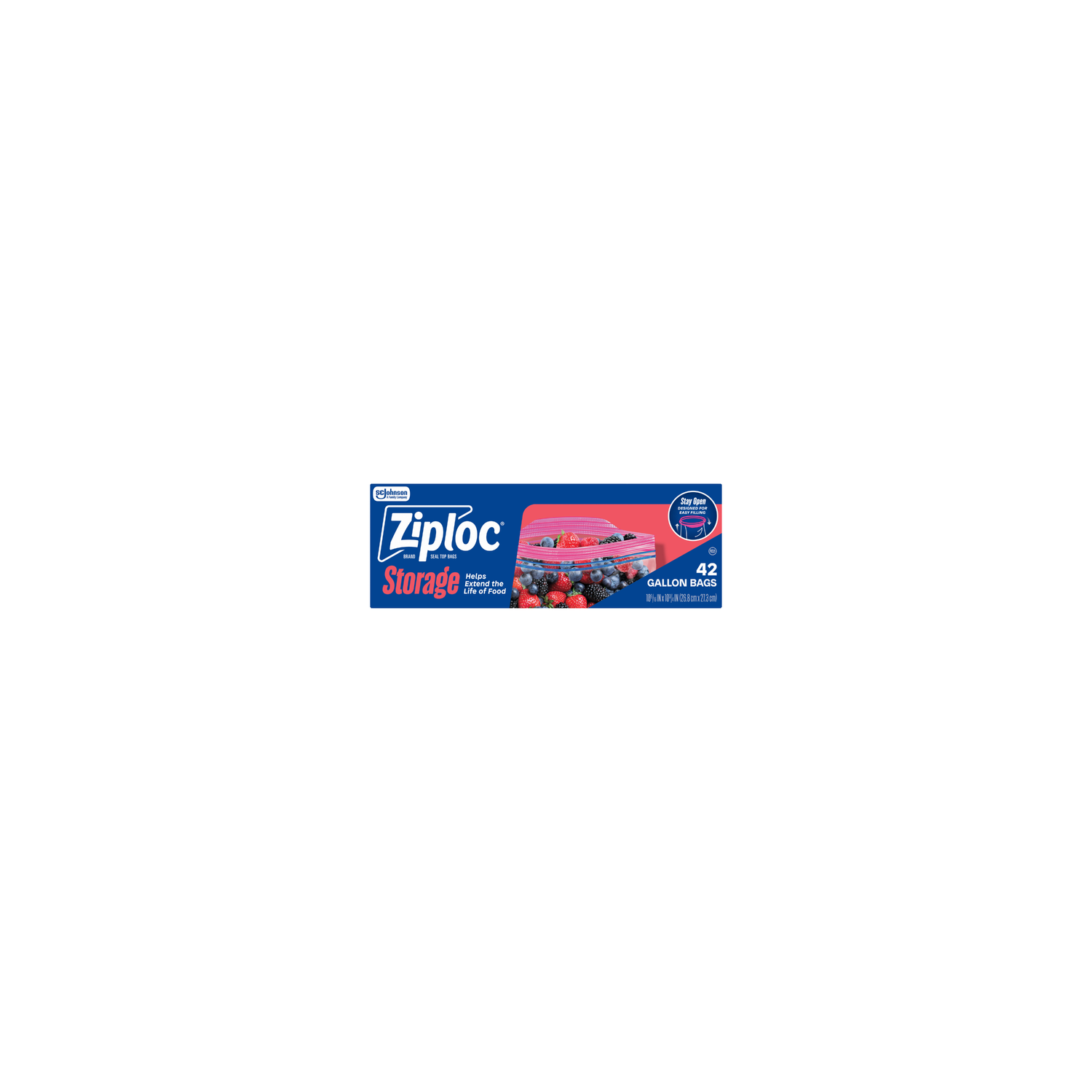 Ziploc Gallon Storage Bags, Stay Open Design, Easy To Fill - 42 Count Image 1 of 2