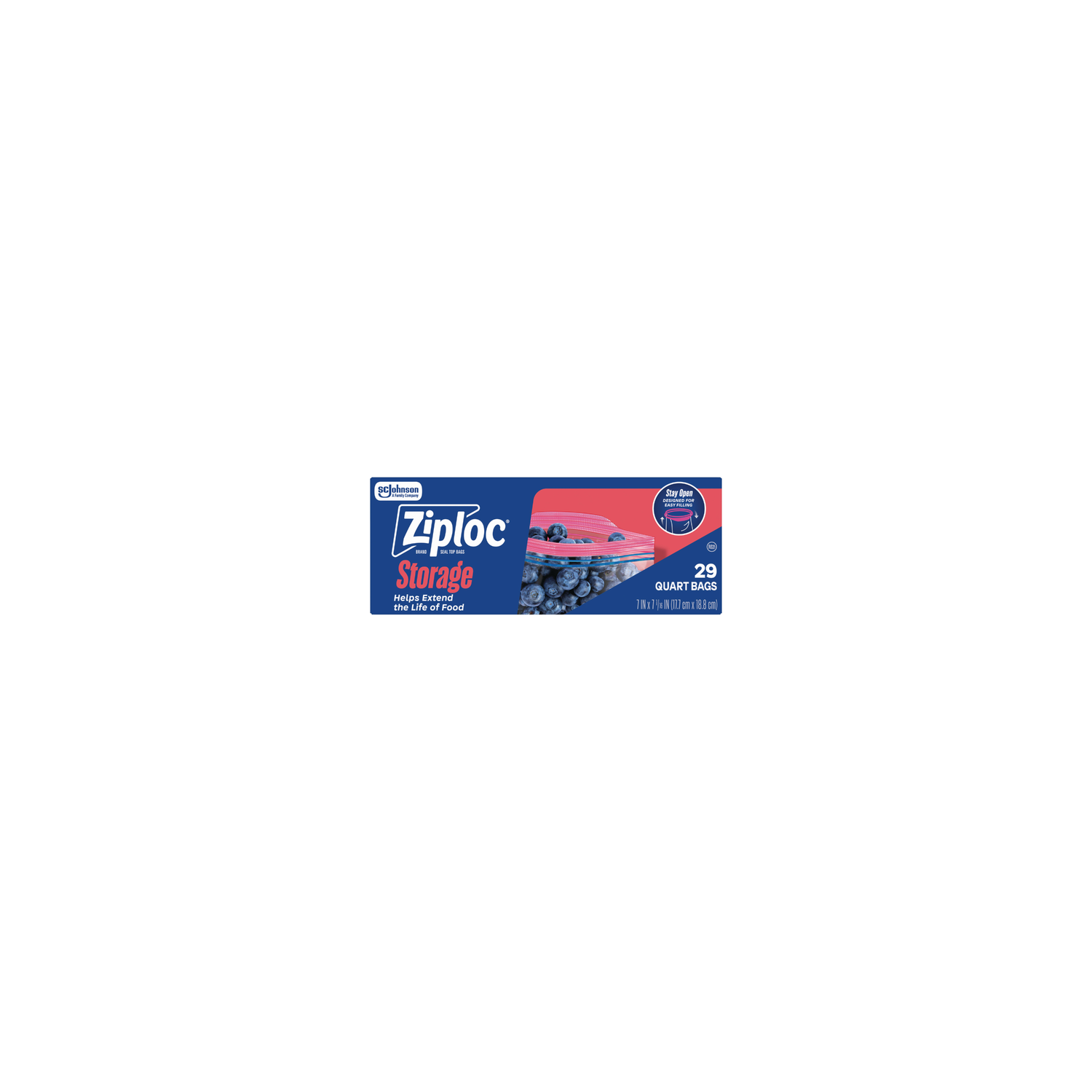 Ziploc Quart Storage Bags, Stay Open Design, Easy To Fill - 29 Count Image 1 of 2