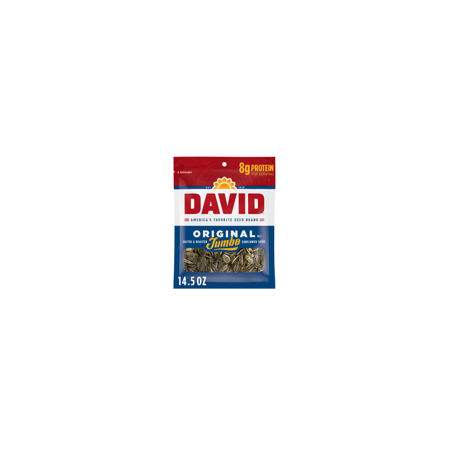 David Roasted And Salted Original Sunflower Seeds, Keto Friendly Snack, Bag - 14.5 Ounce Image 1 of 4