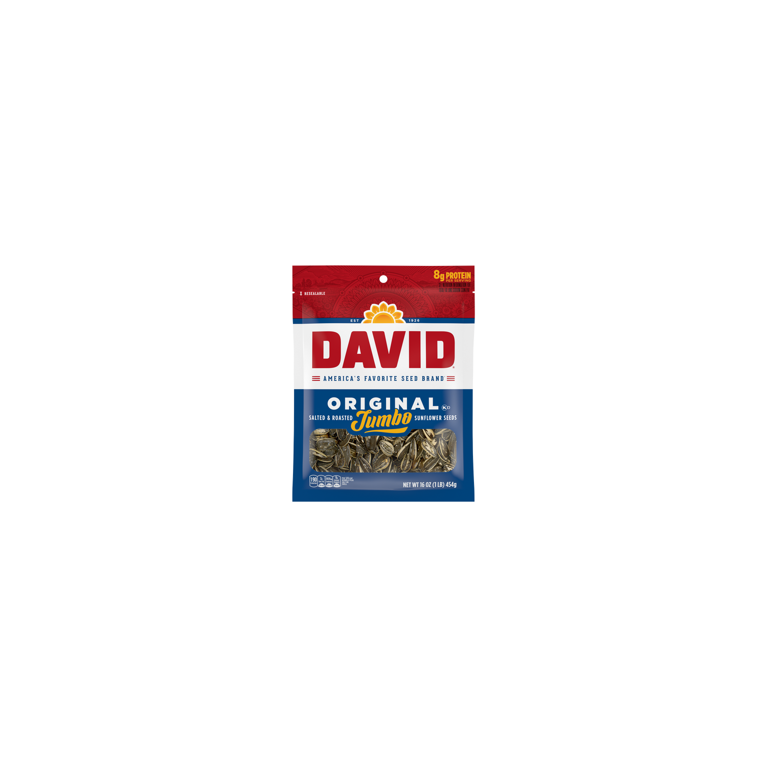 David Roasted And Salted Jumbo Sunflower Seeds, Original Flavor - 16 Ounce Image 1 of 2