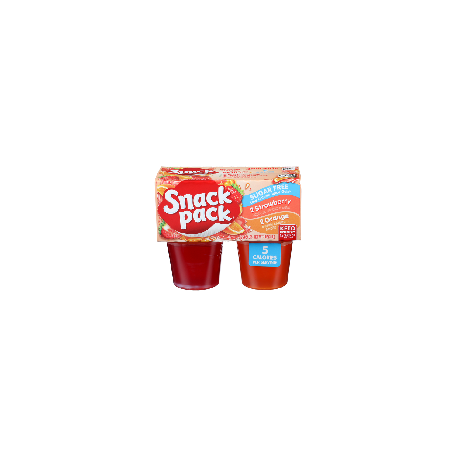 Snack Pack Strawberry Orange Sugar Free Low Calorie Juicy Gels - 3.25 Ounce  - 4 Count - Brookshire's