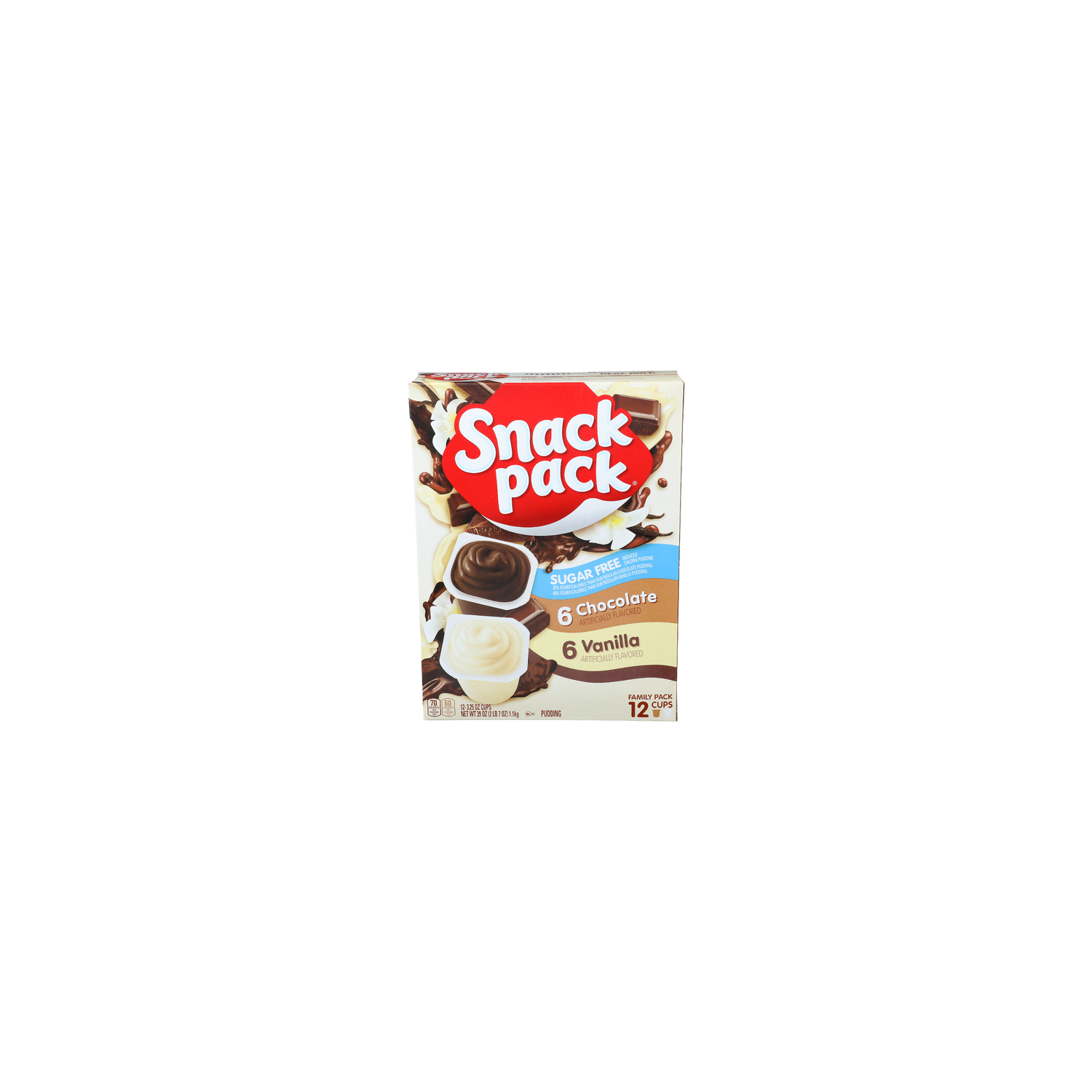 Snack Pack Chocolate Vanilla Family Sugar Free Pudding - 3.25 Ounce - 12 Count Image 1 of 3