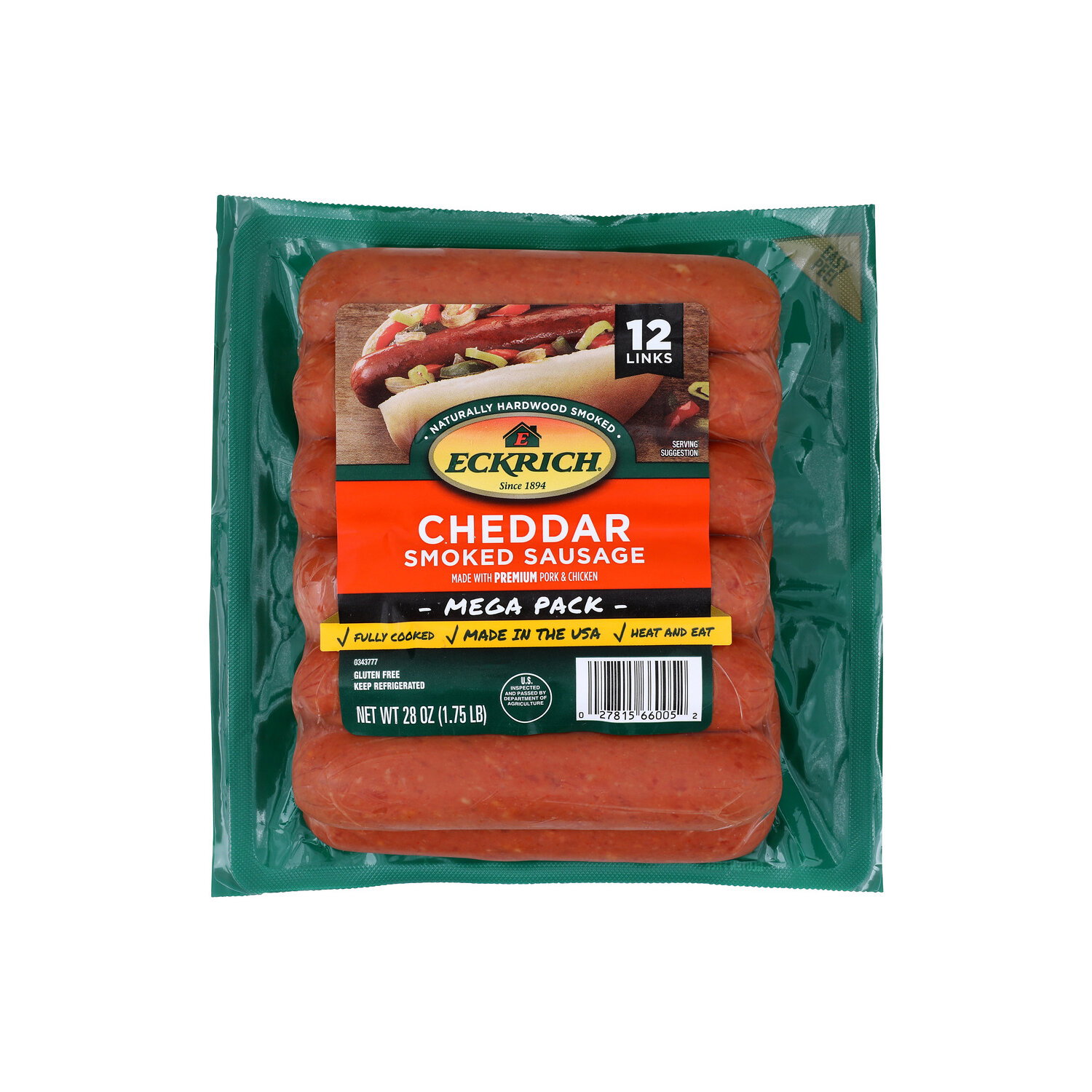 Eckrich Cheddar Smoked Sausage - 2.333 Ounce - 12 Count Image 1 of 4