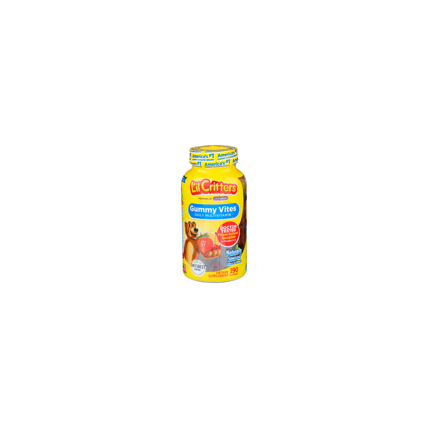 L'IL Critters Powered By Vitafusion Flavors Cherry, Strawberry, Oragne, Pineapple & Blueberry Gummy Vites Daily Multivitamin Gummies - 190 Count Image 1 of 2