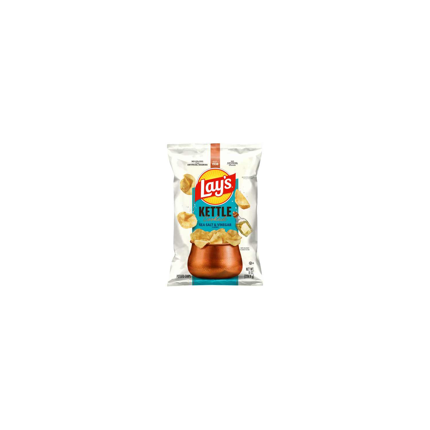 Lay's Kettle Cooked Potato Chips Sea Salt & Vinegar Flavored - 8 Ounce Image 1 of 3