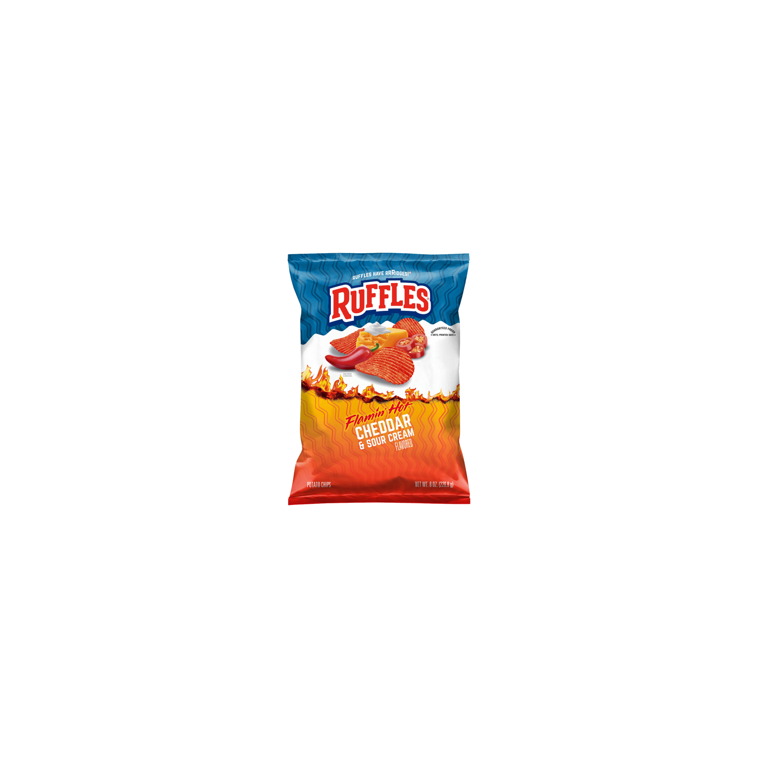 Ruffles Potato Chips Flamin' Hot Cheddar & Sour Cream Flavored - 8 Ounce Image 1 of 3