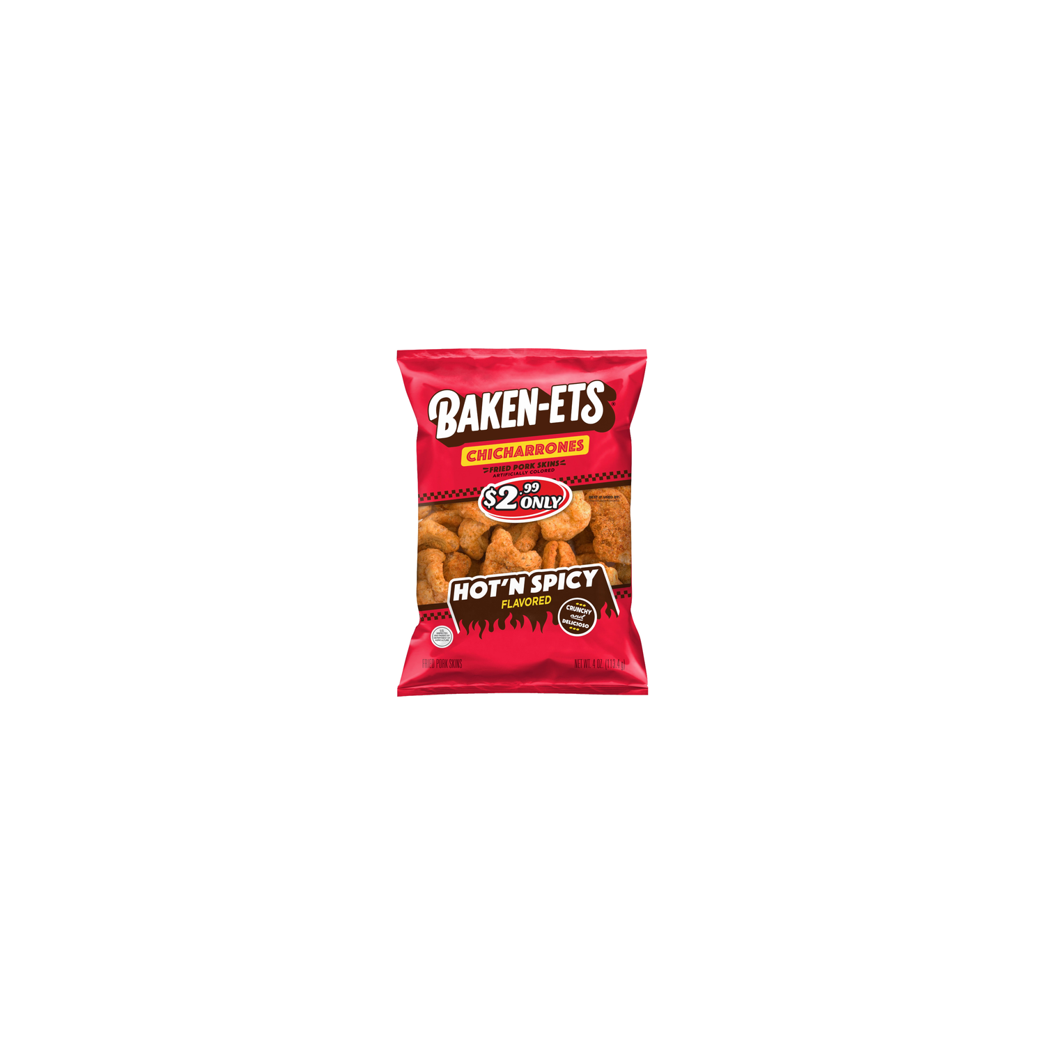Baken-ets Chicharrones Fried Pork Skins Hot'n Spicy Flavored - 4 Ounce Image 1 of 3