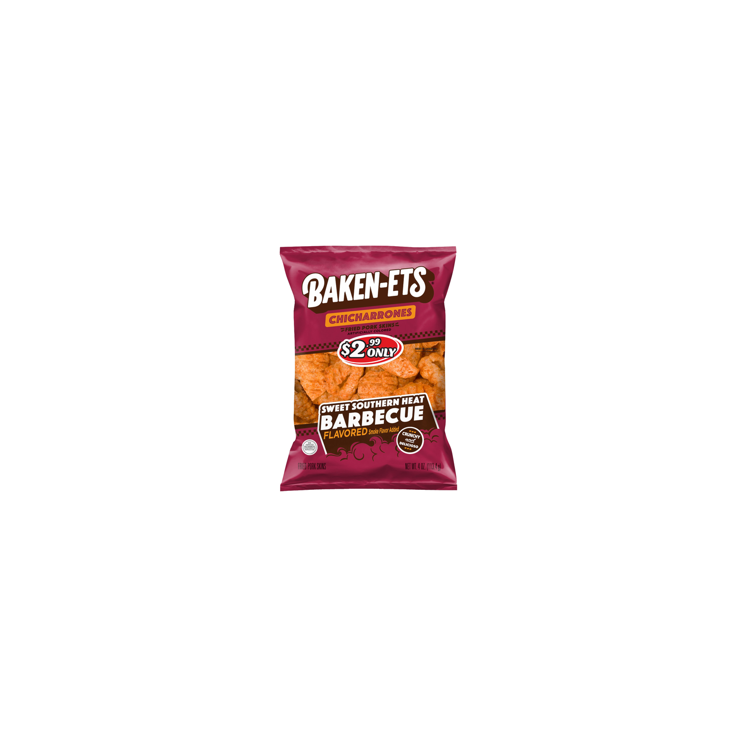 Baken-ets Chicharrones Fried Pork Skins Sweet Southern Heat Barbecue Flavored - 4 Ounce Image 1 of 3
