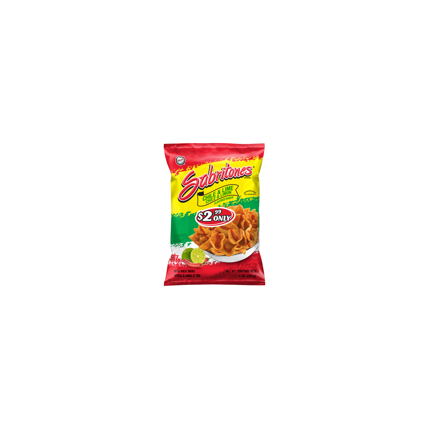 Sabritones Puffed Wheat Snacks Chile & Lime Flavored - 4 Ounce Image 1 of 3