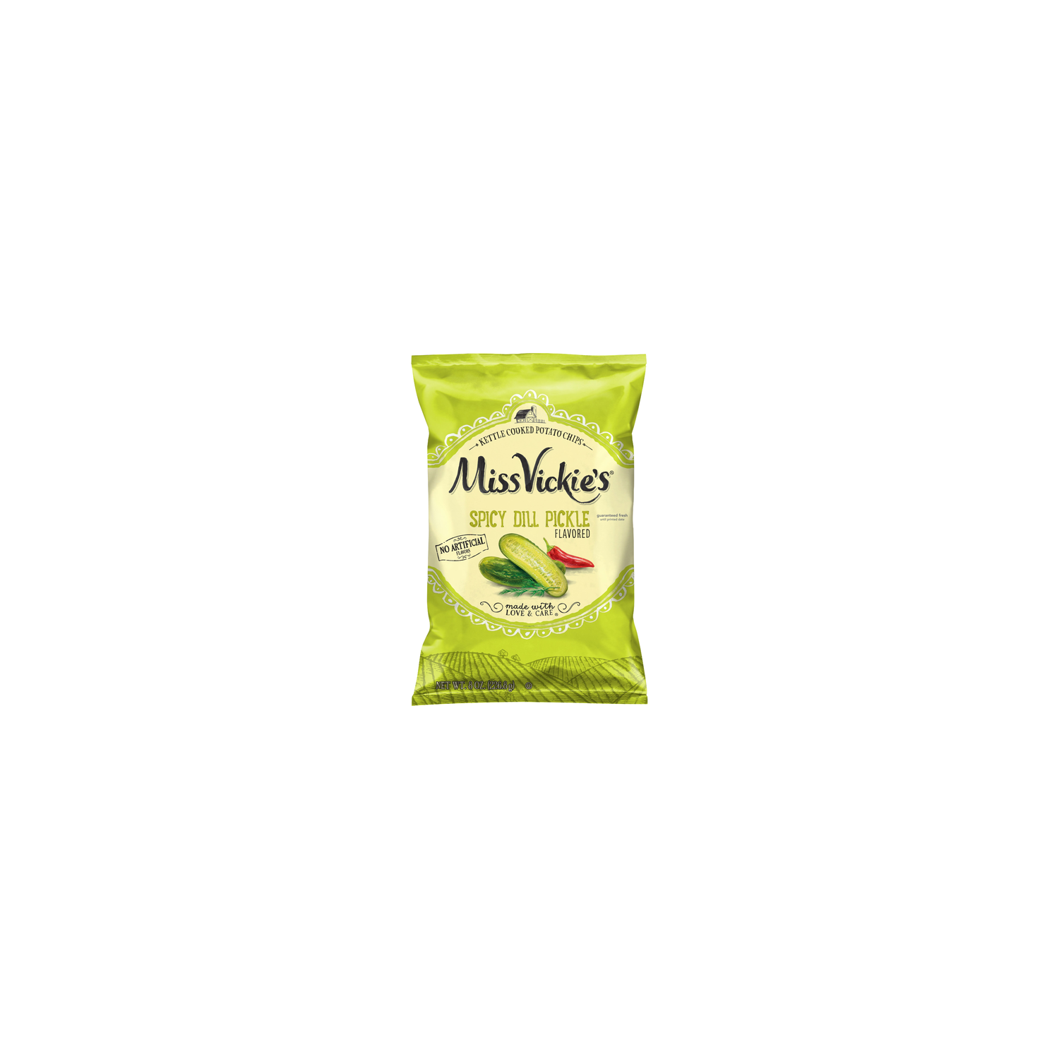 Miss Vickie's Kettle Cooked Potato Chips Spicy Dill Pickle Flavored - 8 Ounce Image 1 of 3